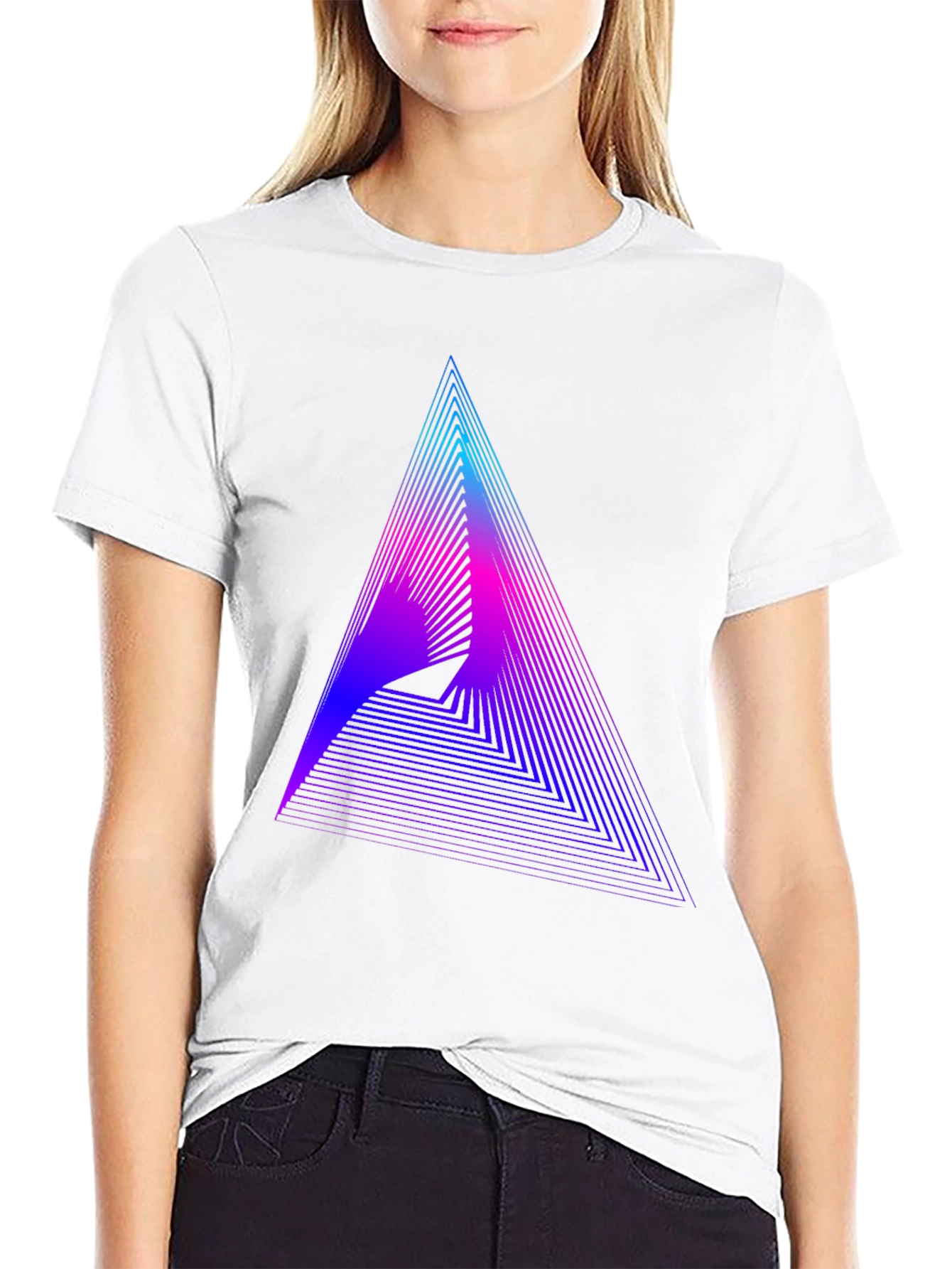 Geometric Gradient Triangle Tee - Modern Graphic T-Shirt