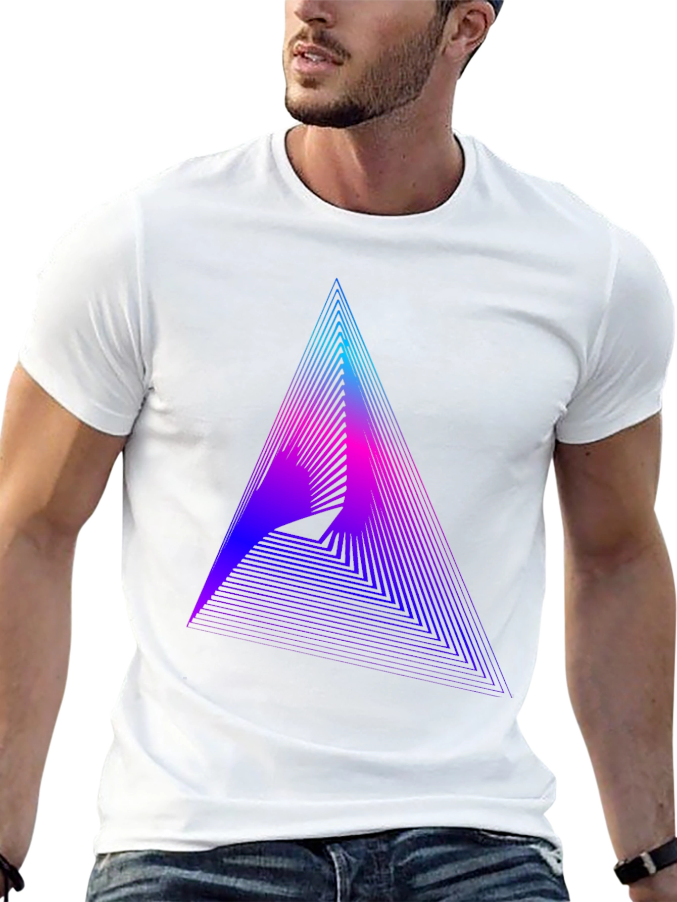 Geometric Gradient Triangle Tee - Modern Graphic T-Shirt