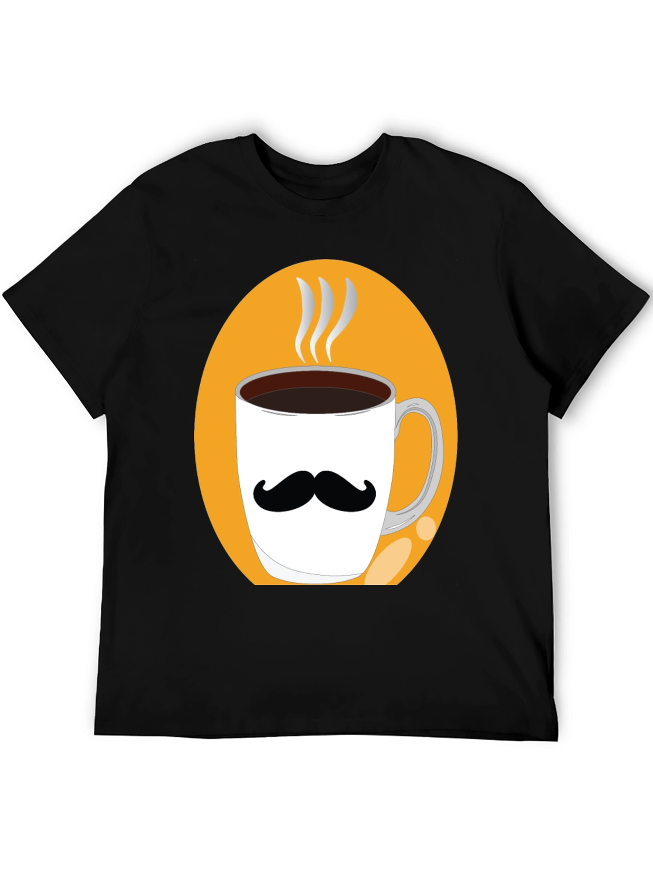 Mustache Coffee Mug Graphic Tee - Black