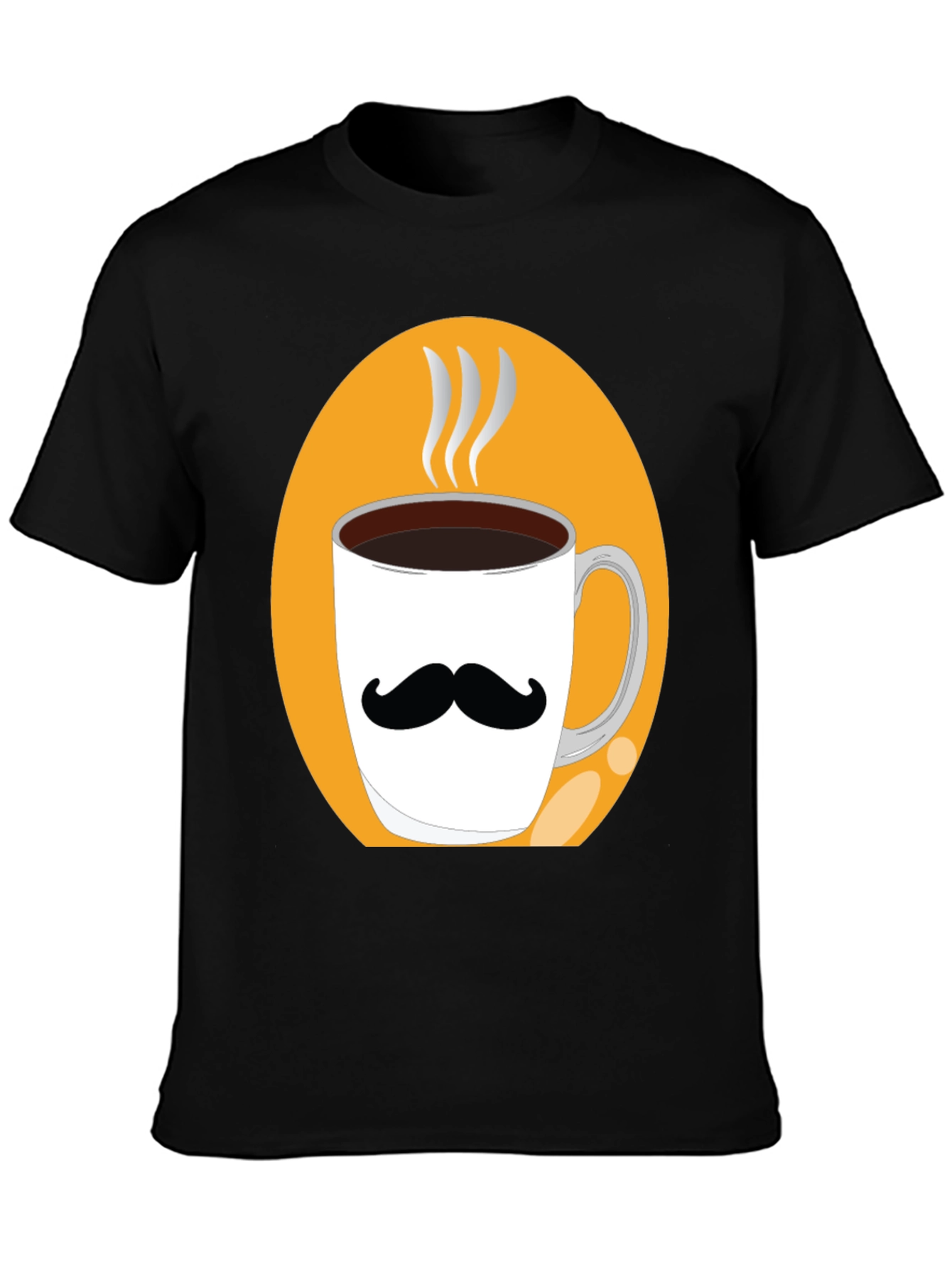Mustache Coffee Mug Graphic Tee - Black