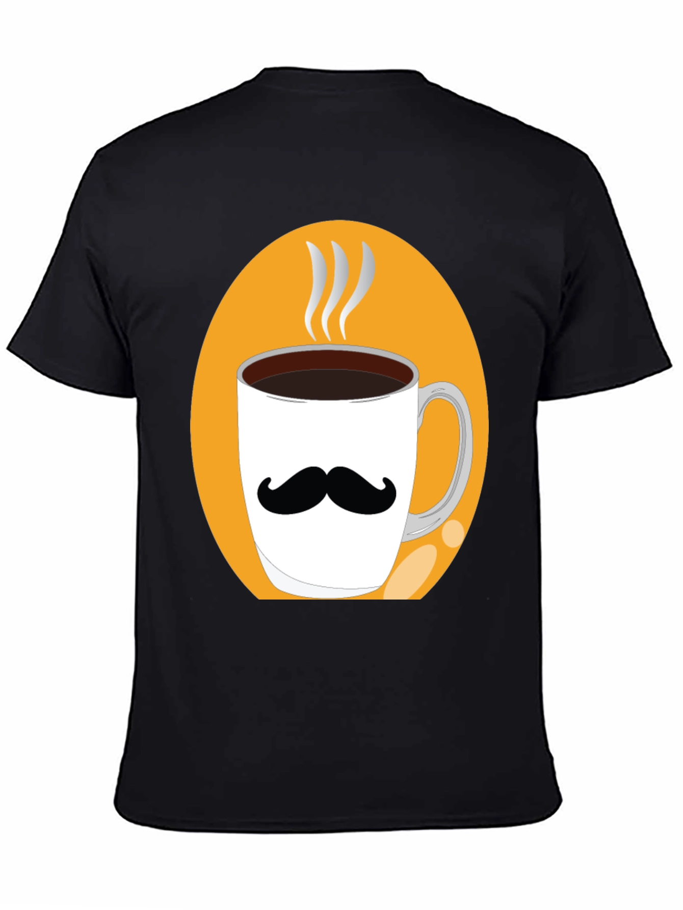 Mustache Coffee Mug Graphic Tee - Black