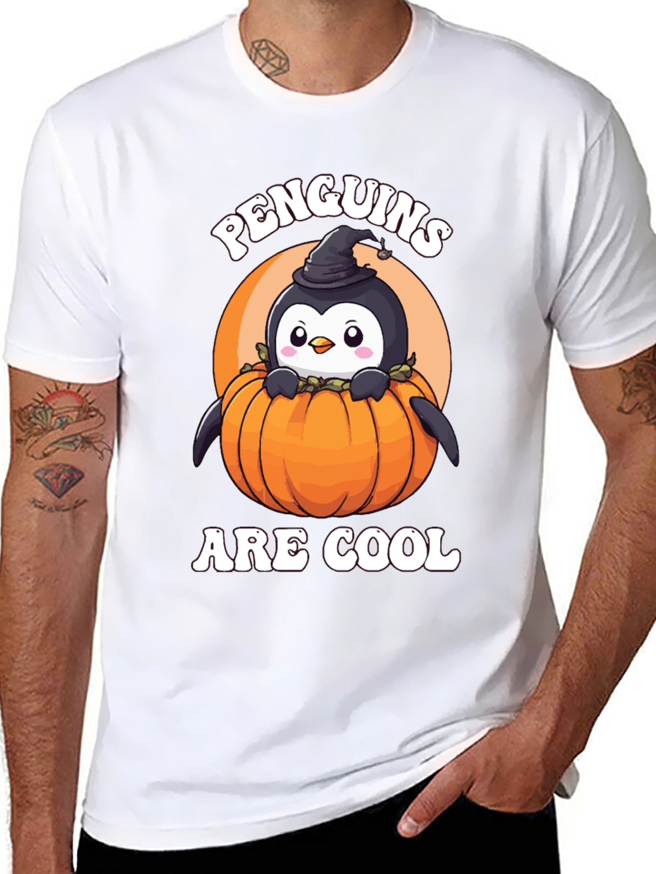 Penguins Are Cool Halloween Pumpkin T-Shirt