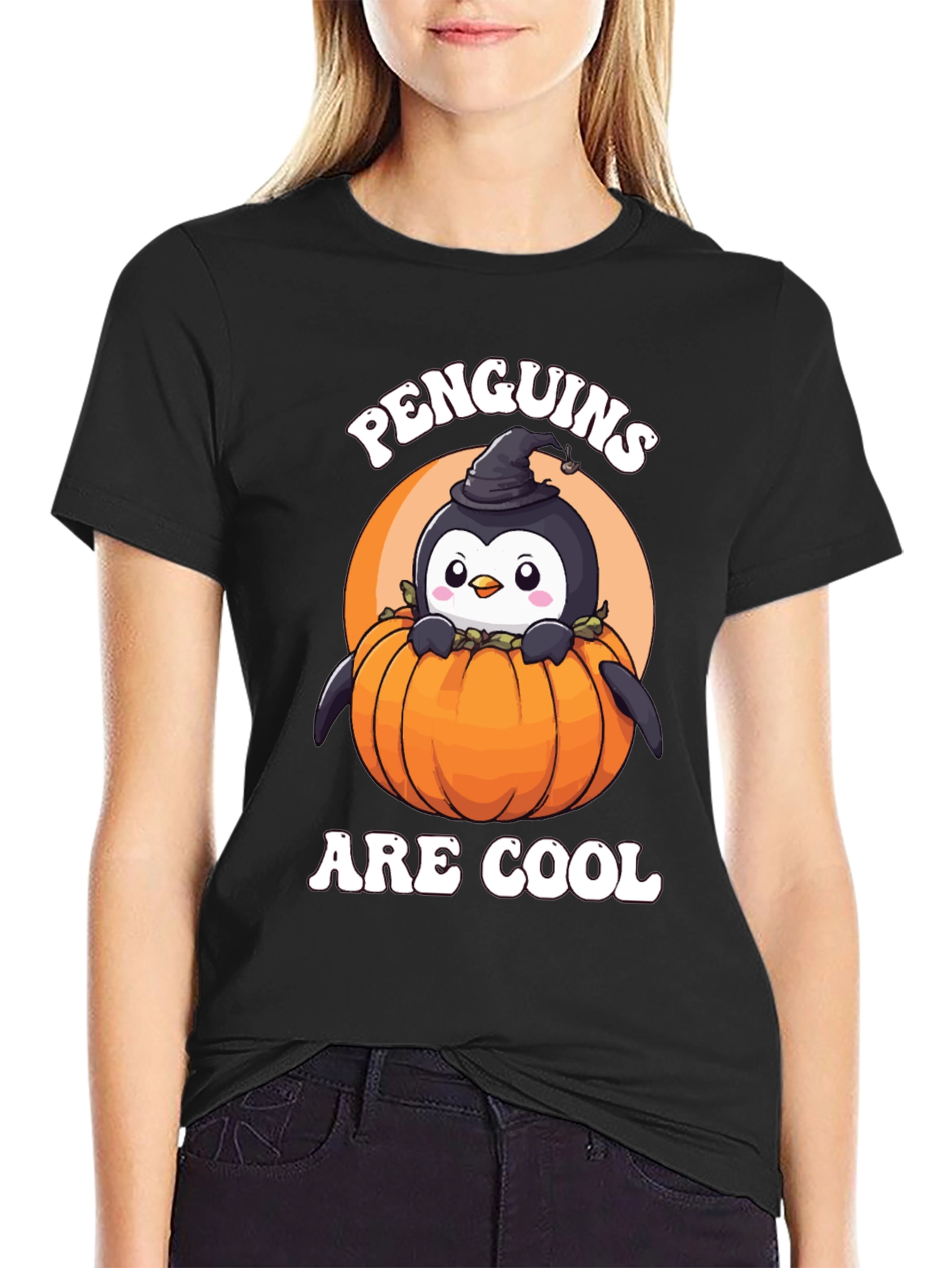 Penguins Are Cool Halloween Pumpkin T-Shirt