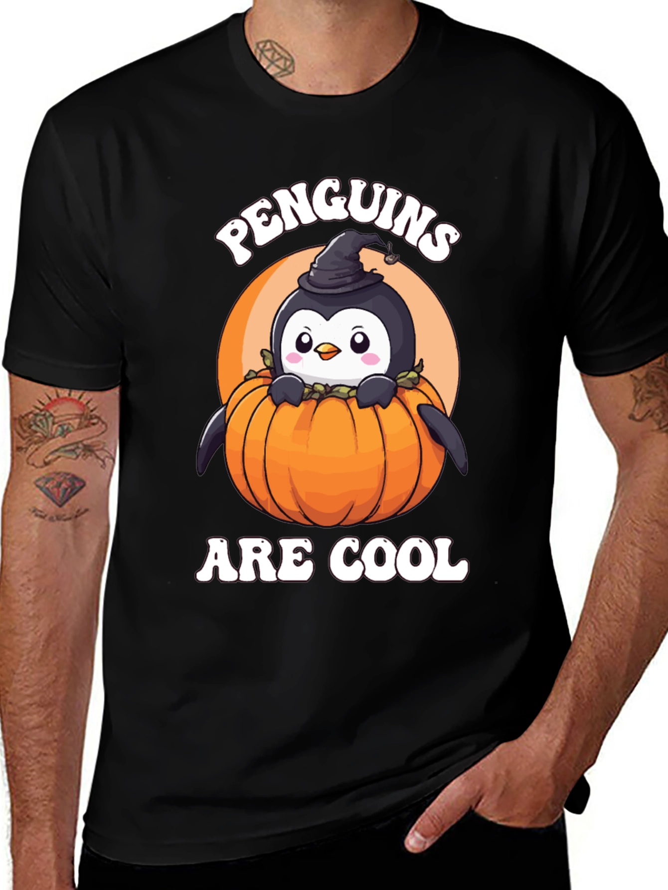 Penguins Are Cool Halloween Pumpkin T-Shirt