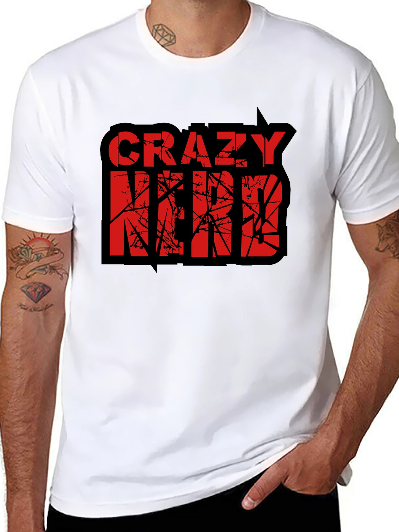 Crazy Nerd Graphic T-Shirt - Black Cotton Tee