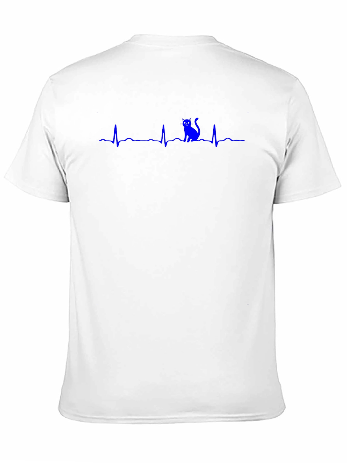Cat Heartbeat T-Shirt - Black Crew Neck