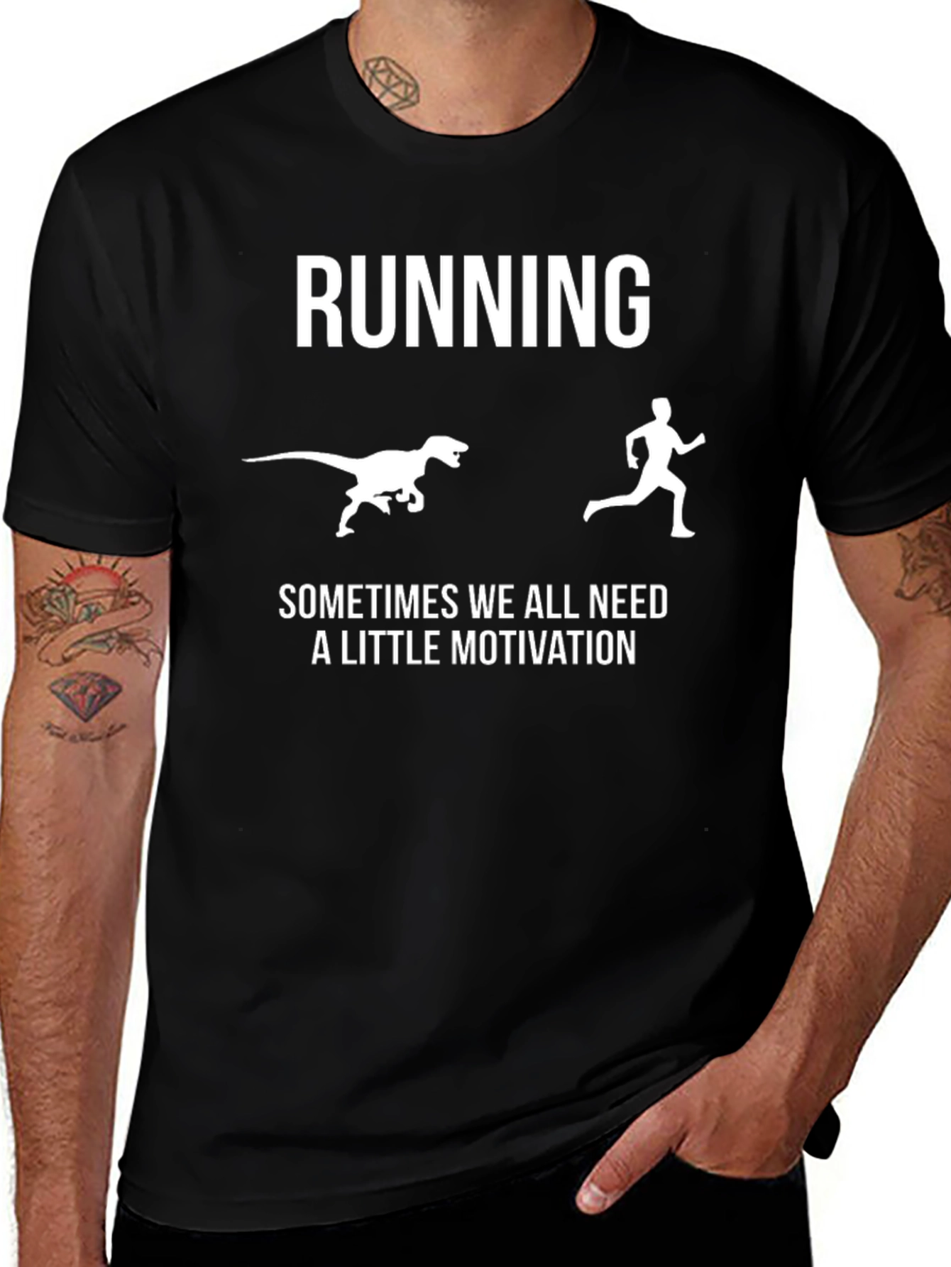 Running Dinosaur Motivation Graphic T-Shirt