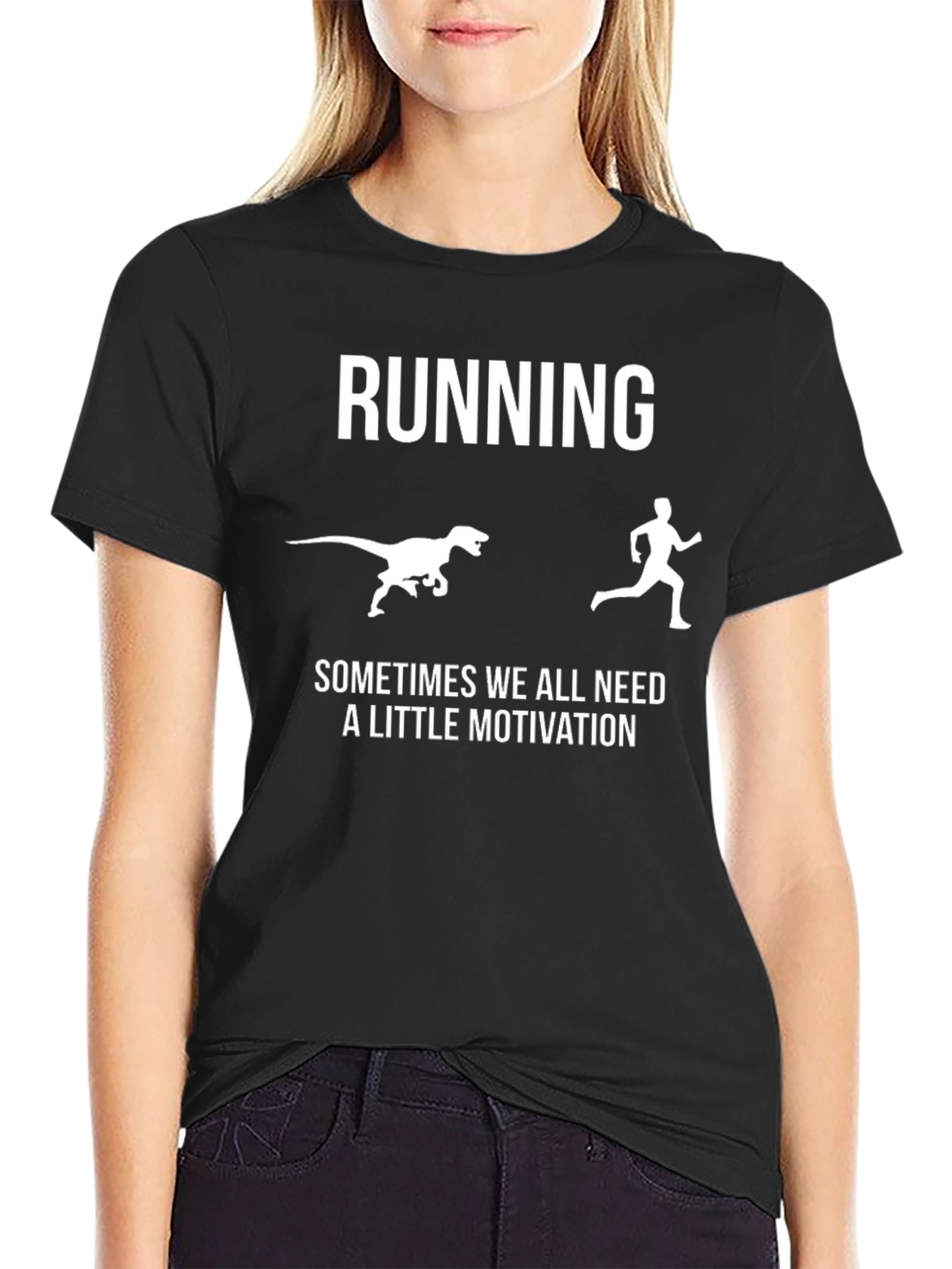 Running Dinosaur Motivation Graphic T-Shirt