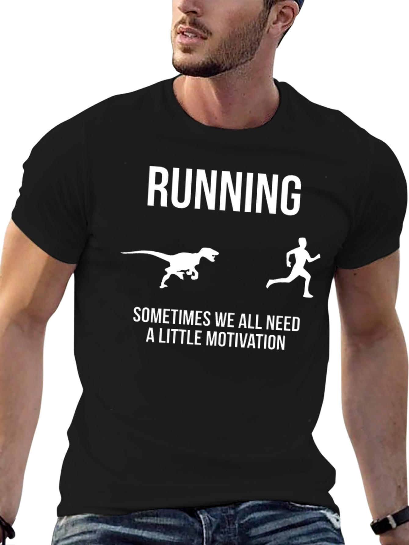 Running Dinosaur Motivation Graphic T-Shirt