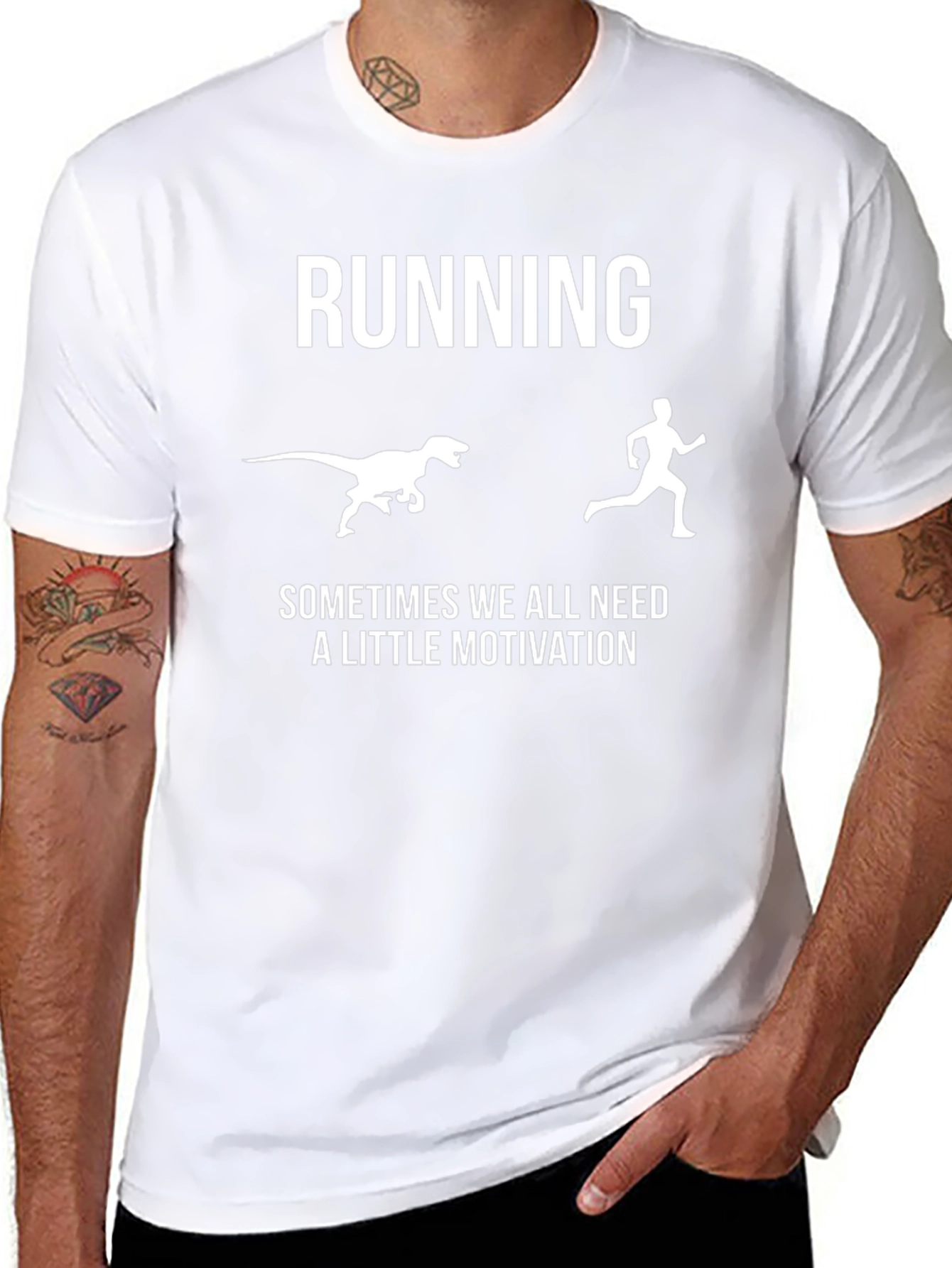 Running Dinosaur Motivation Graphic T-Shirt