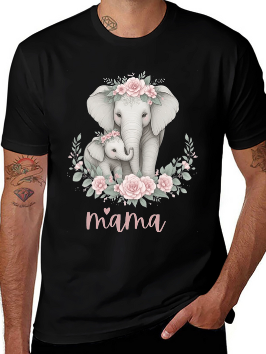 Mama Elephant Floral T-Shirt - Adorable Mom Gift
