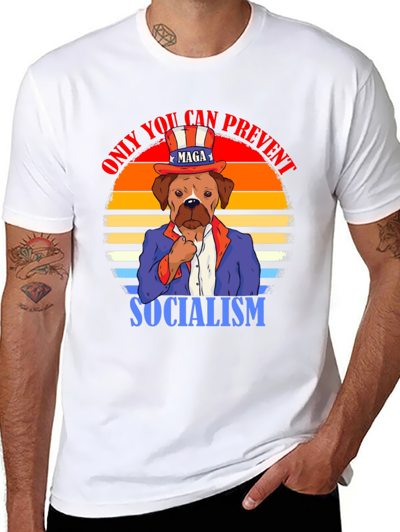 Patriotic Dog T-Shirt - Prevent Socialism