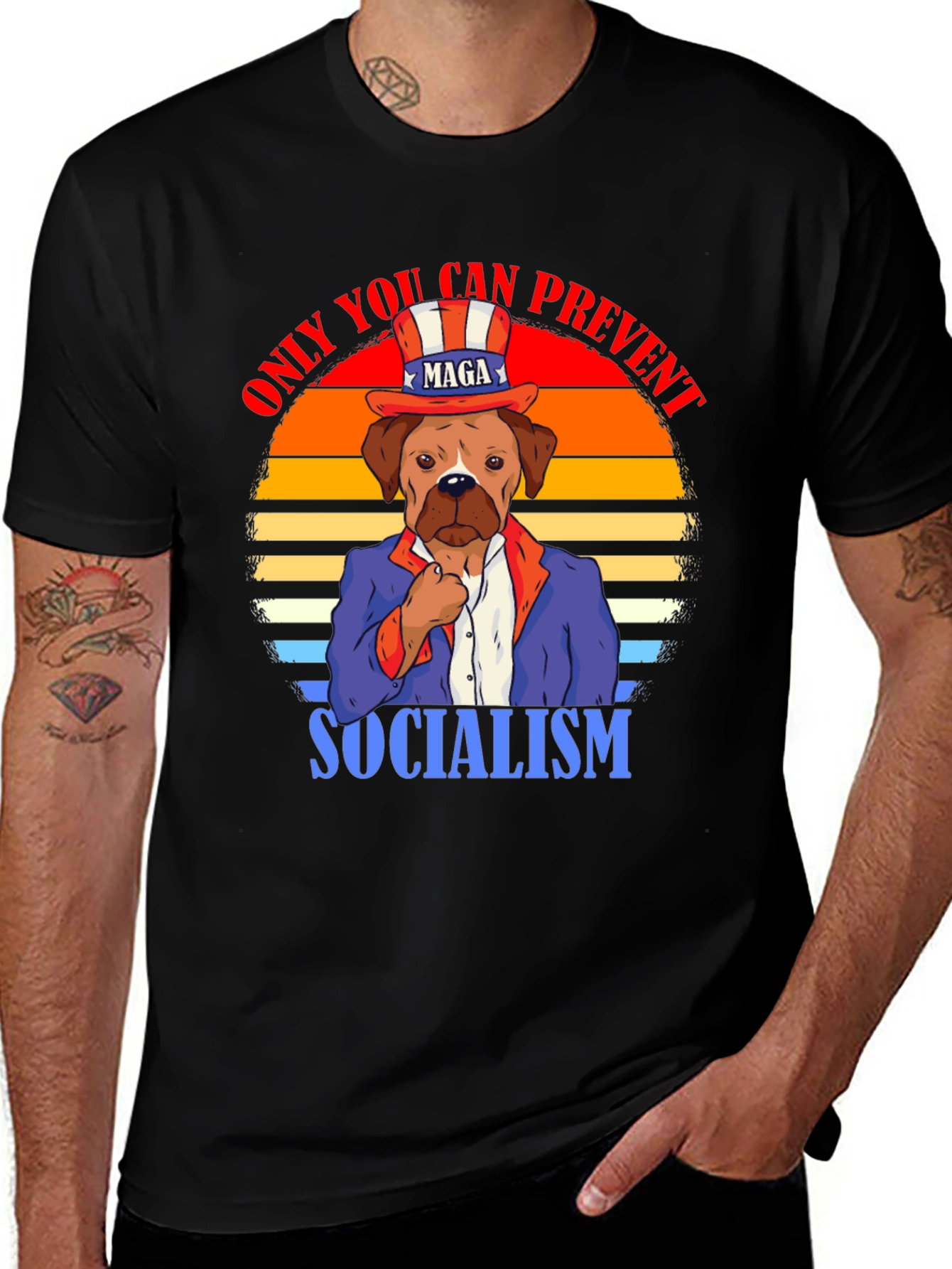 Patriotic Dog T-Shirt - Prevent Socialism