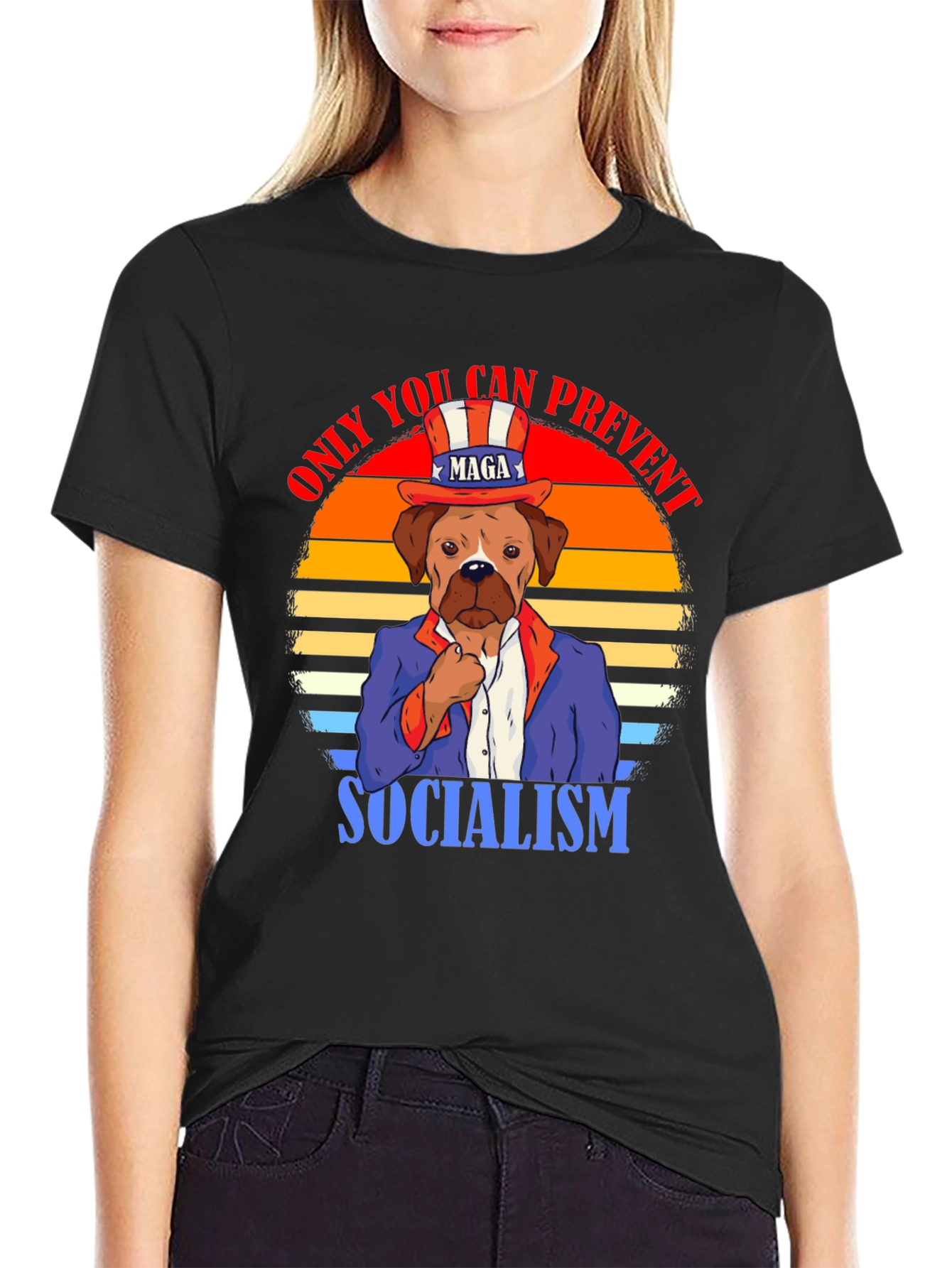 Patriotic Dog T-Shirt - Prevent Socialism