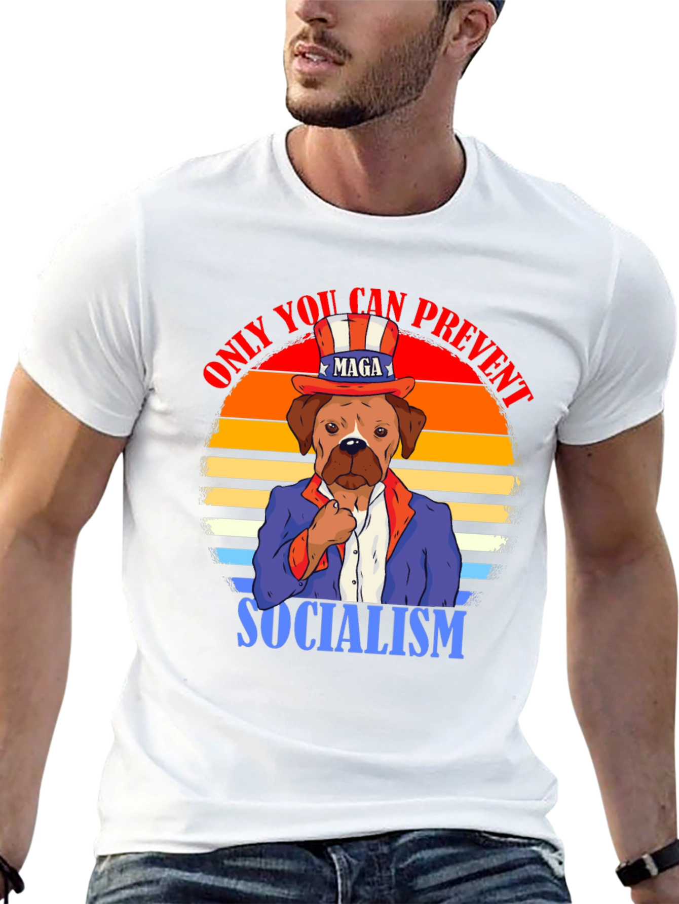 Patriotic Dog T-Shirt - Prevent Socialism
