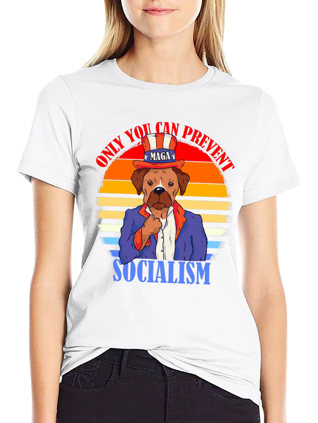 Patriotic Dog T-Shirt - Prevent Socialism
