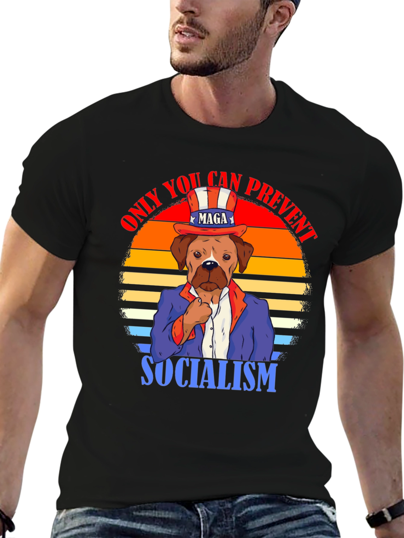 Patriotic Dog T-Shirt - Prevent Socialism