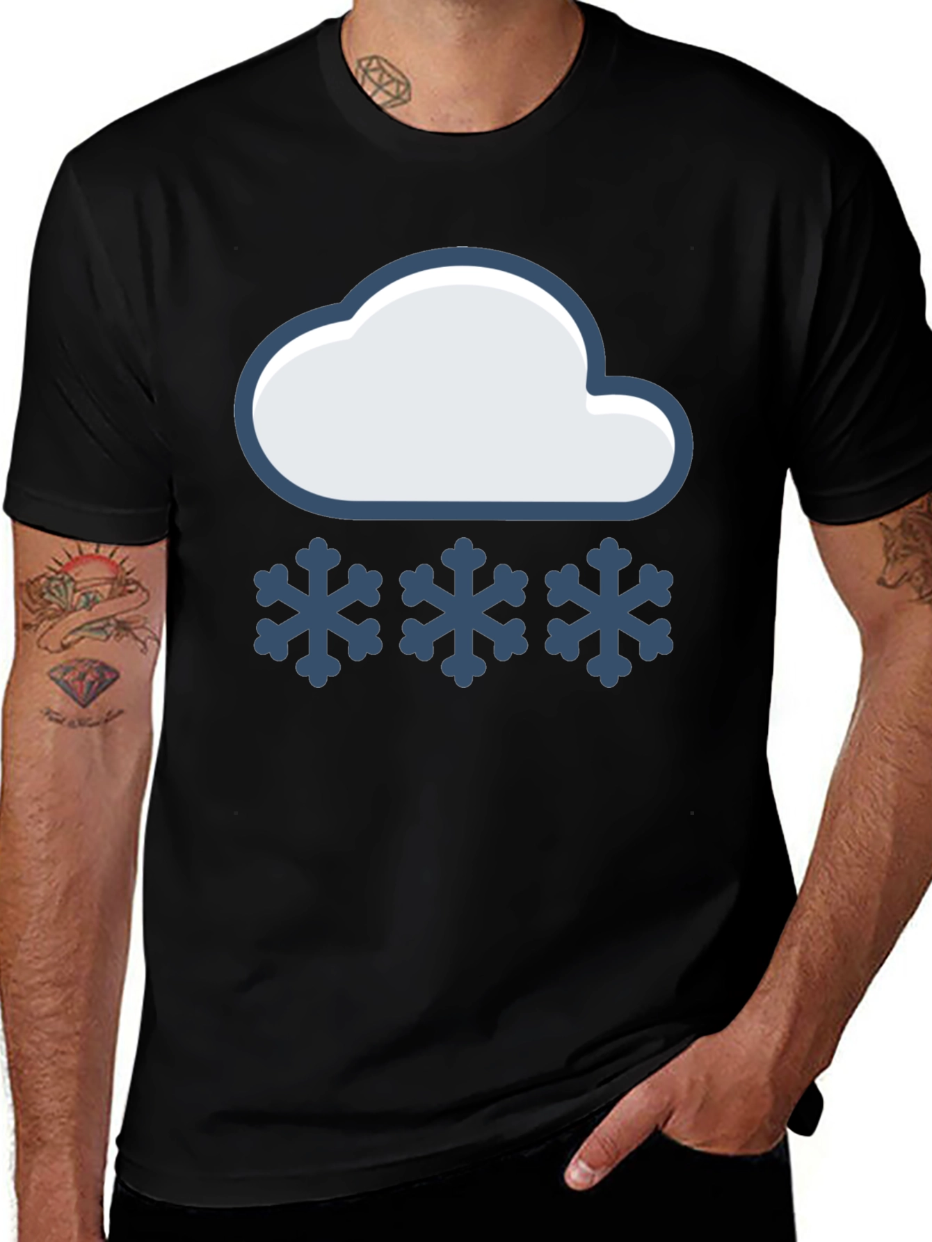 Snow Day T-Shirt - Cloud & Snowflake Design