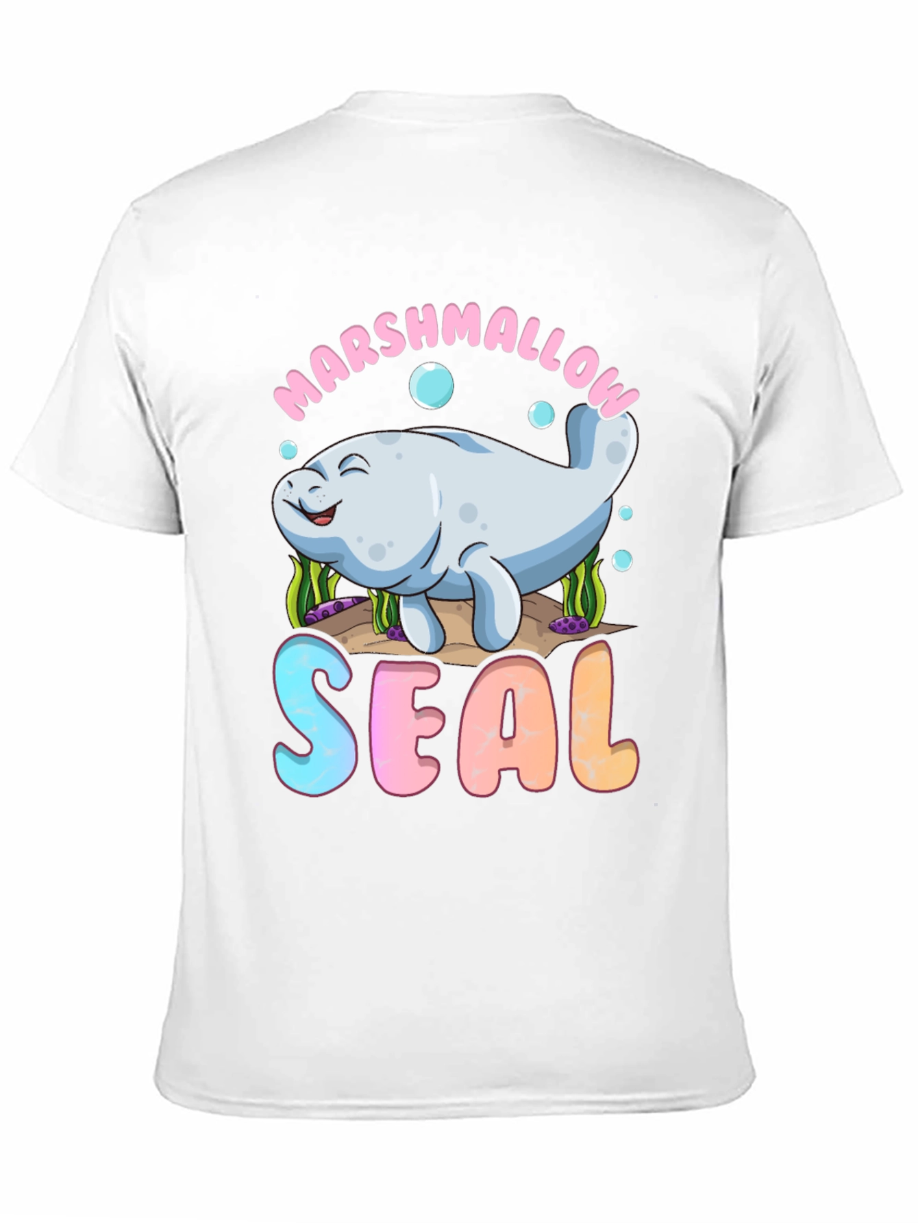 Marshmallow Seal Black T-Shirt - Cute Kawaii Design