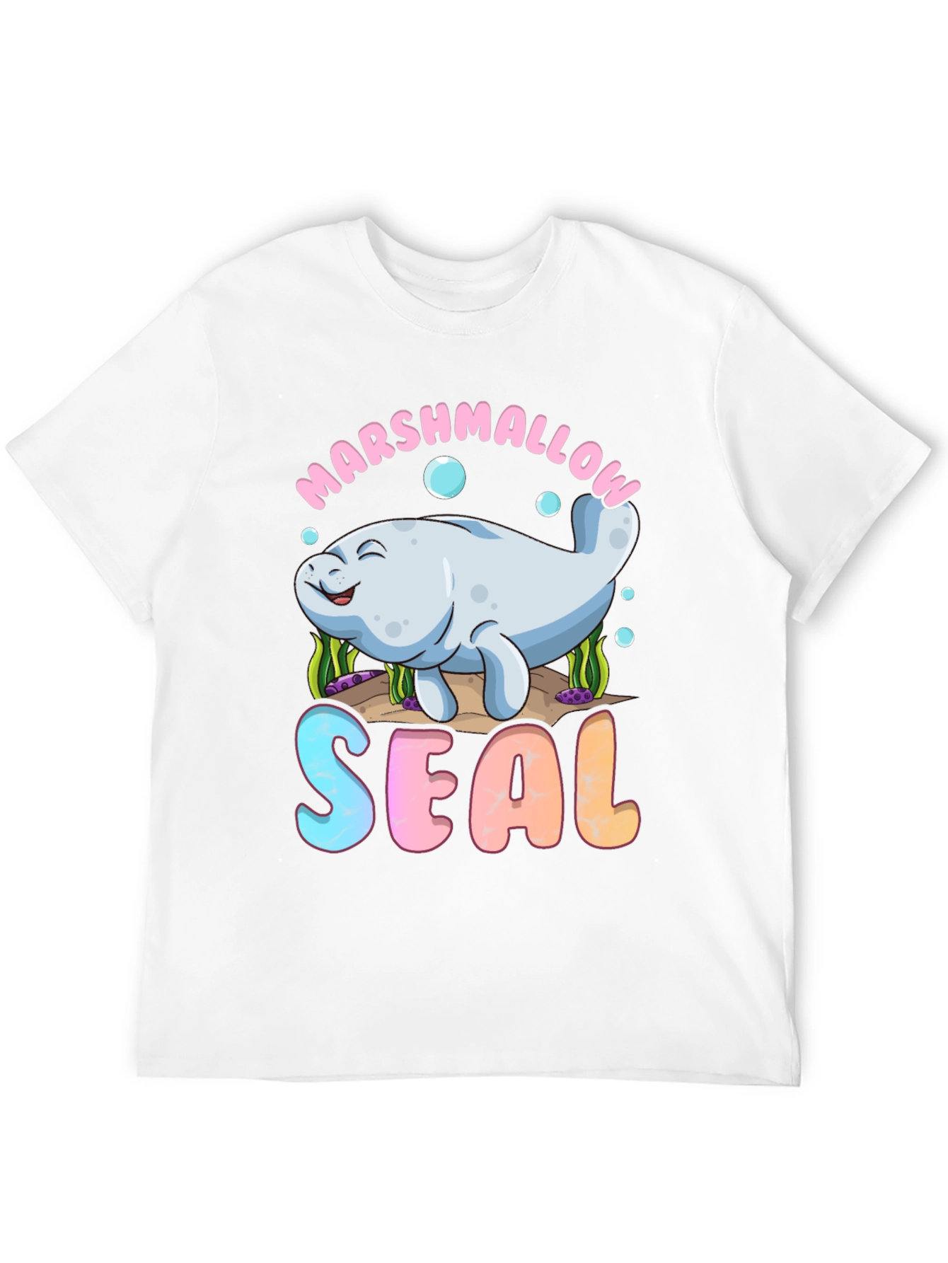 Marshmallow Seal Black T-Shirt - Cute Kawaii Design