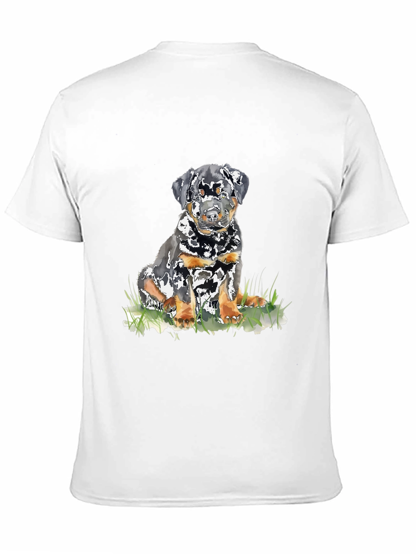 Rottweiler Puppy Graphic T-Shirt - Black Casual Tee