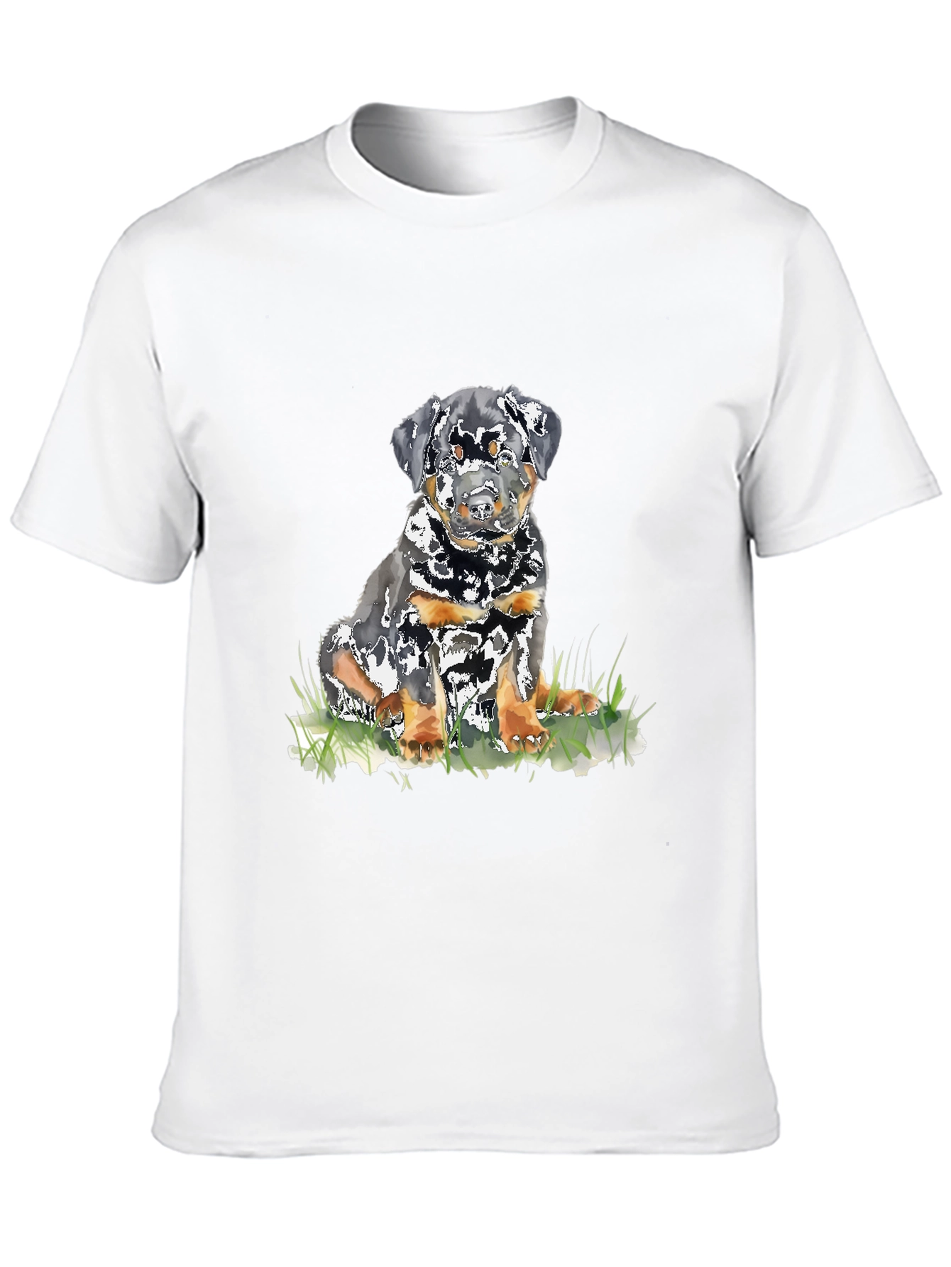 Rottweiler Puppy Graphic T-Shirt - Black Casual Tee
