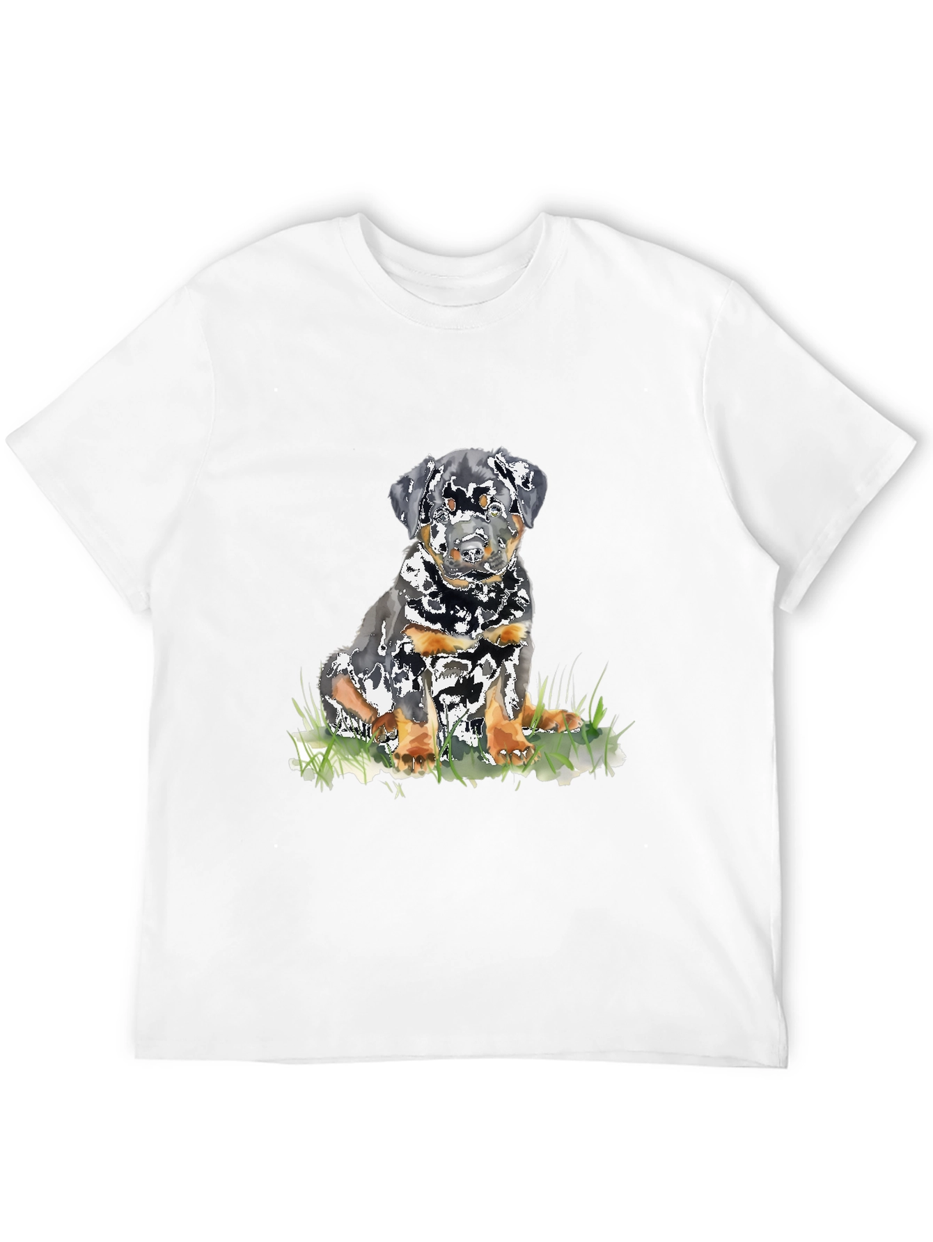 Rottweiler Puppy Graphic T-Shirt - Black Casual Tee