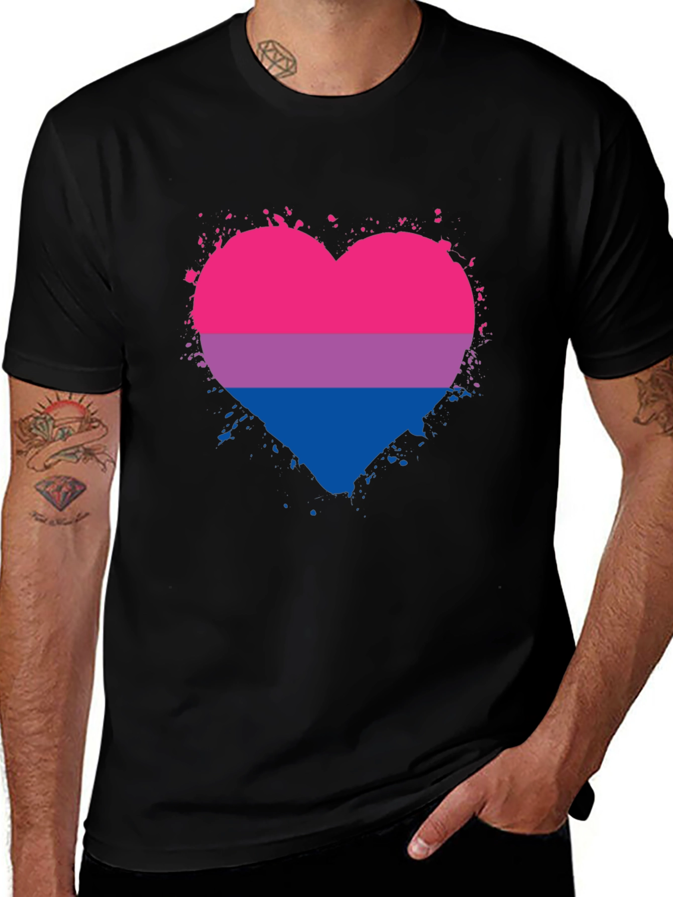 Bisexual Pride Heart Graphic T-Shirt
