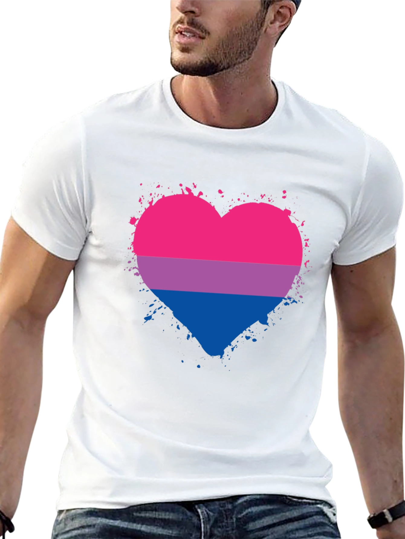 Bisexual Pride Heart Graphic T-Shirt