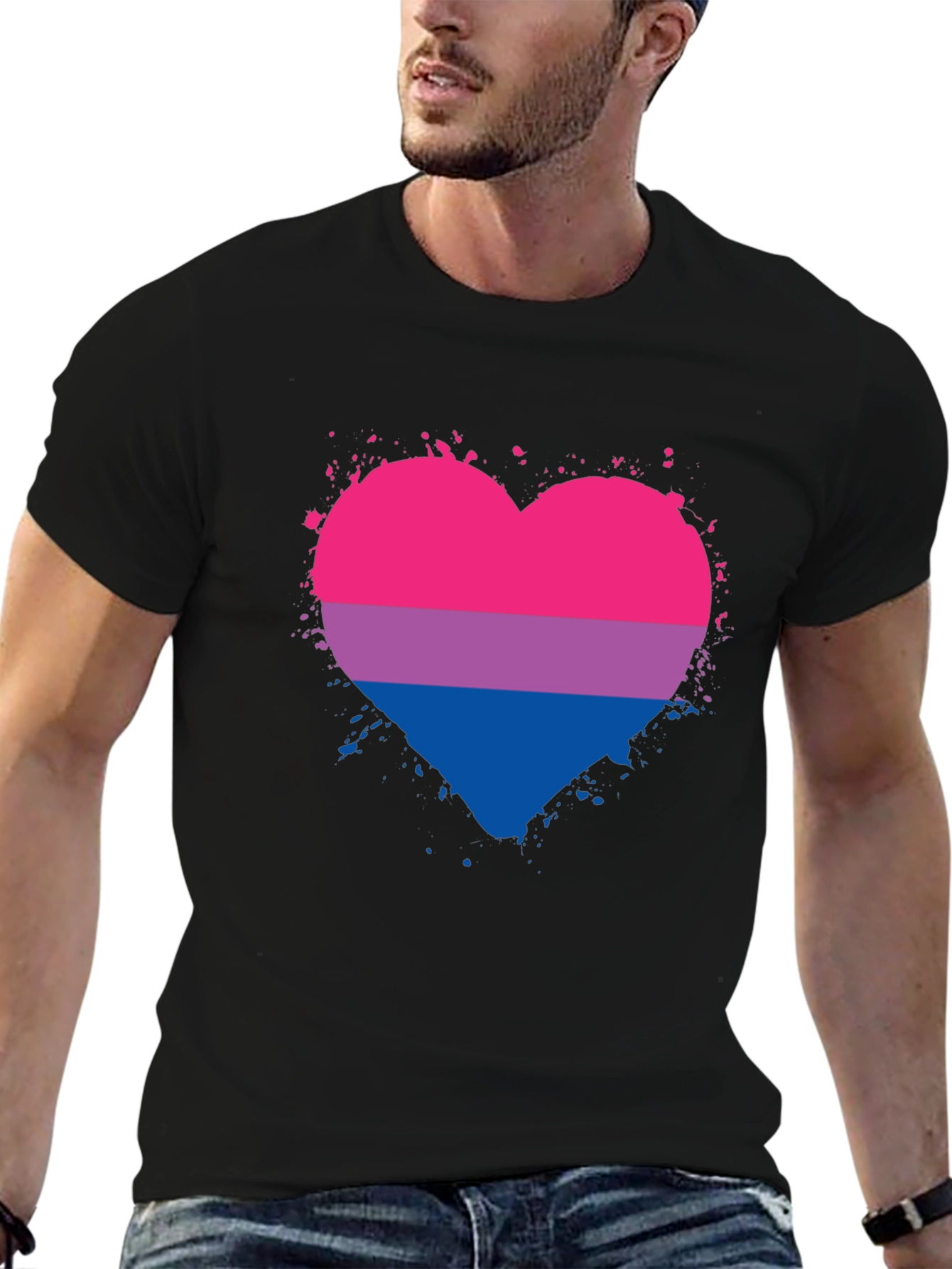 Bisexual Pride Heart Graphic T-Shirt