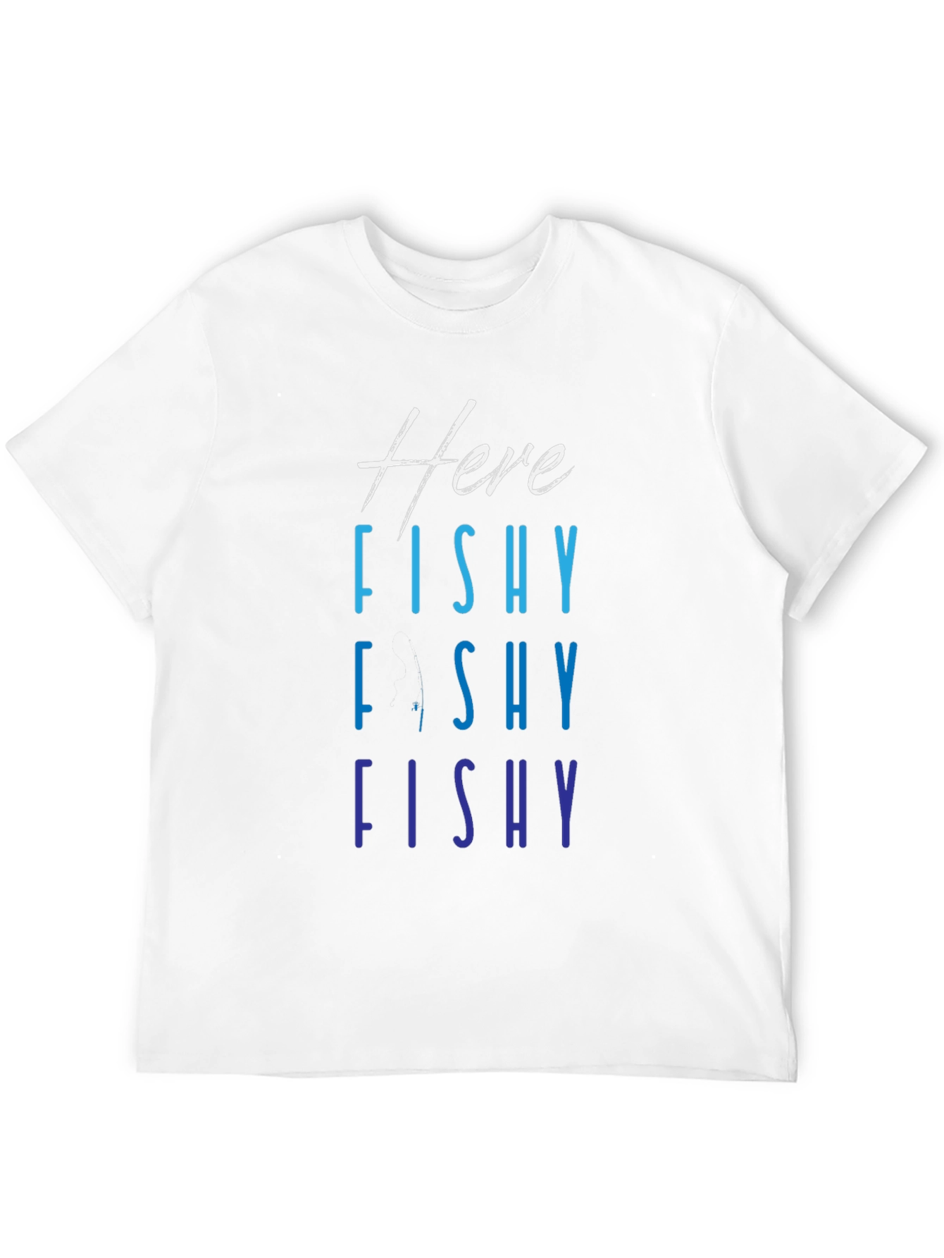 Here Fishy Fishy T-Shirt Black Mens Fishing Tee