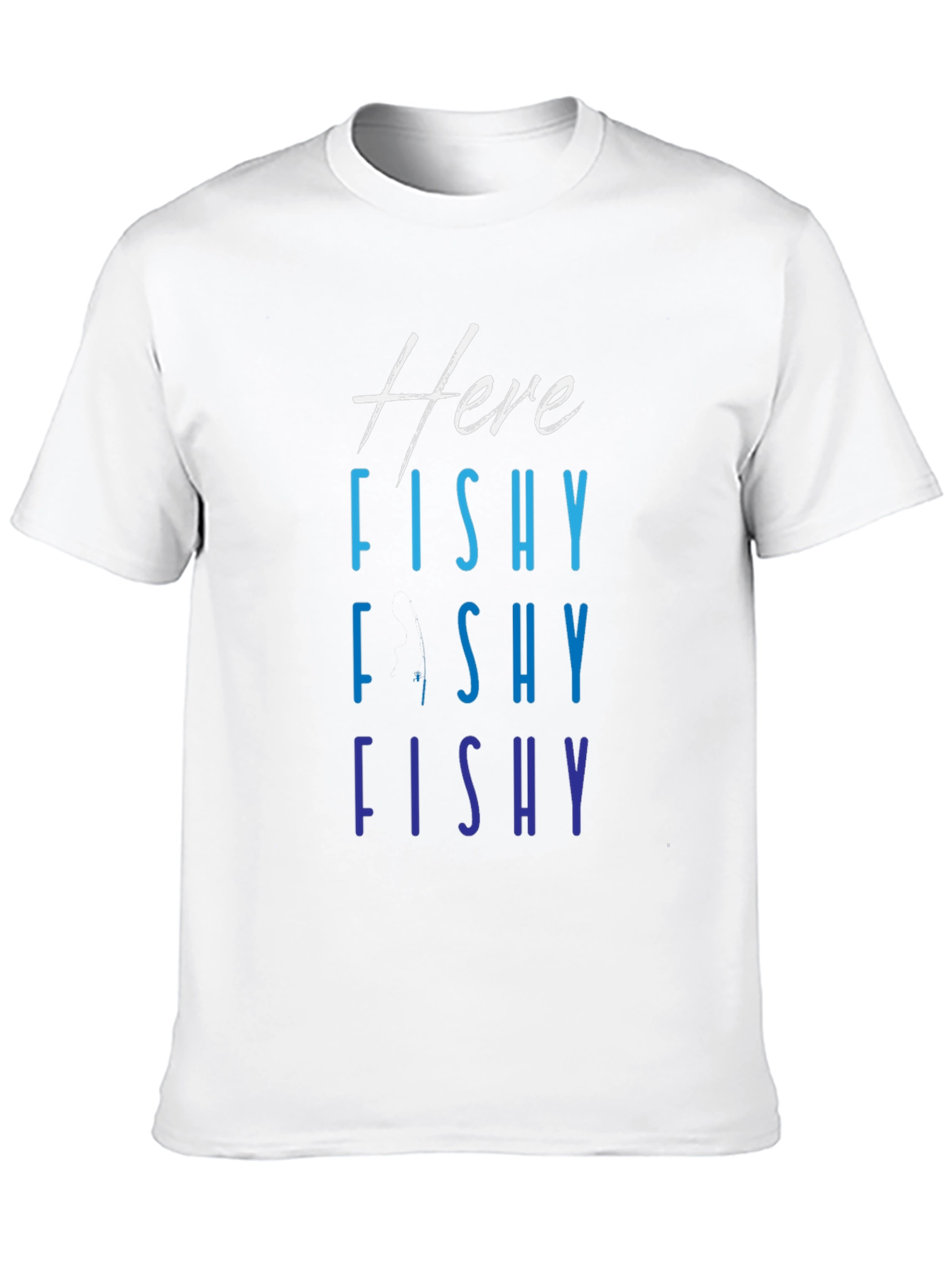 Here Fishy Fishy T-Shirt Black Mens Fishing Tee
