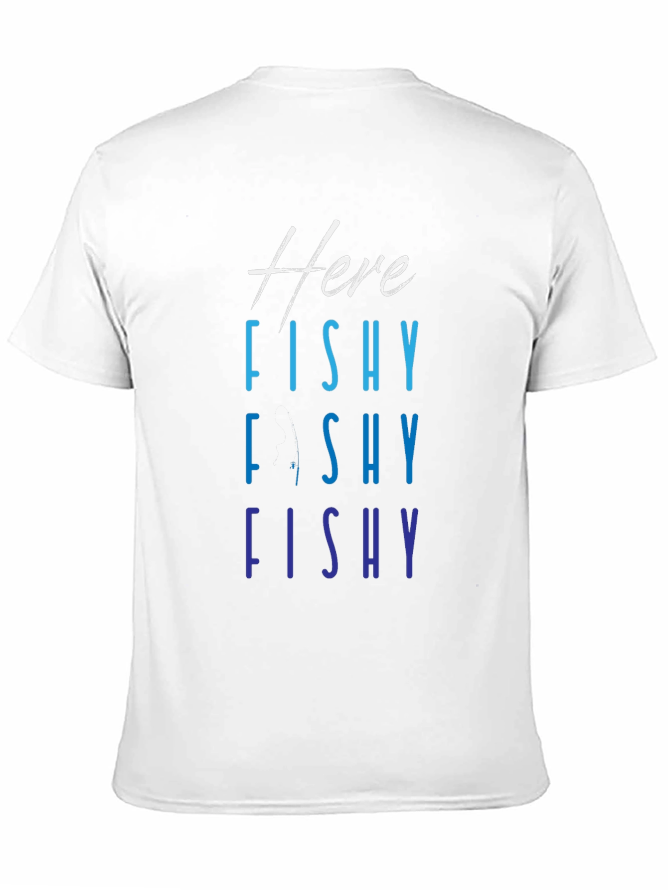 Here Fishy Fishy T-Shirt Black Mens Fishing Tee