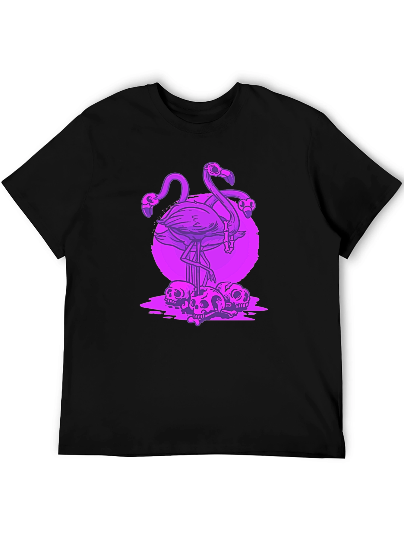 Flamingo Skulls Graphic Tee - Black T-Shirt