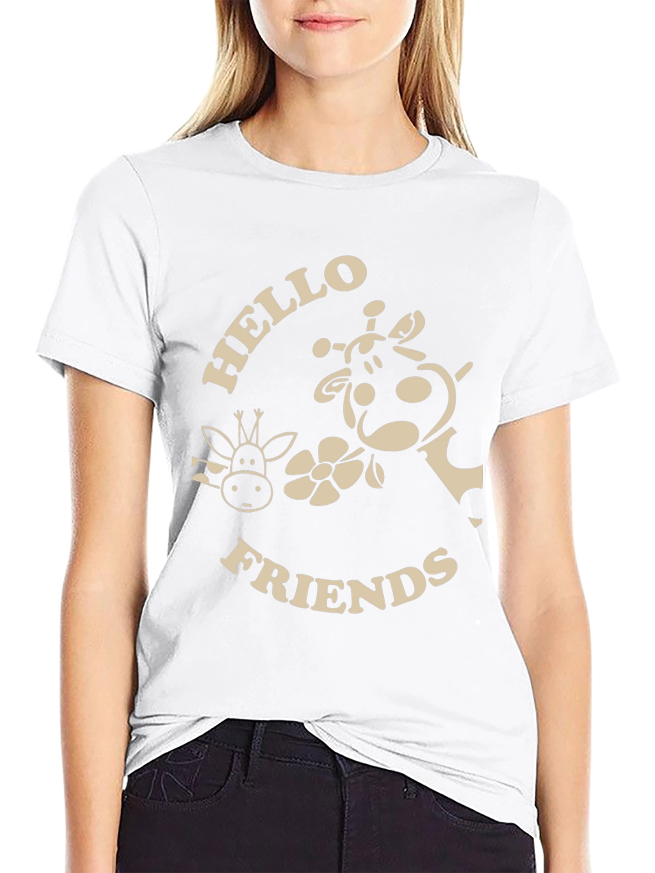 Hello Friends Giraffe Graphic T-Shirt