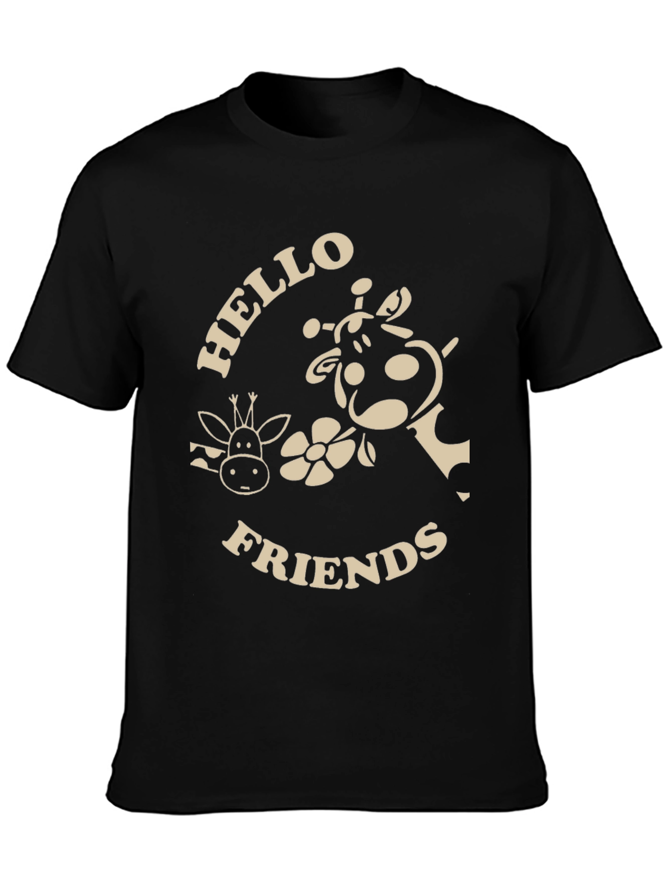 Hello Friends Giraffe Graphic T-Shirt