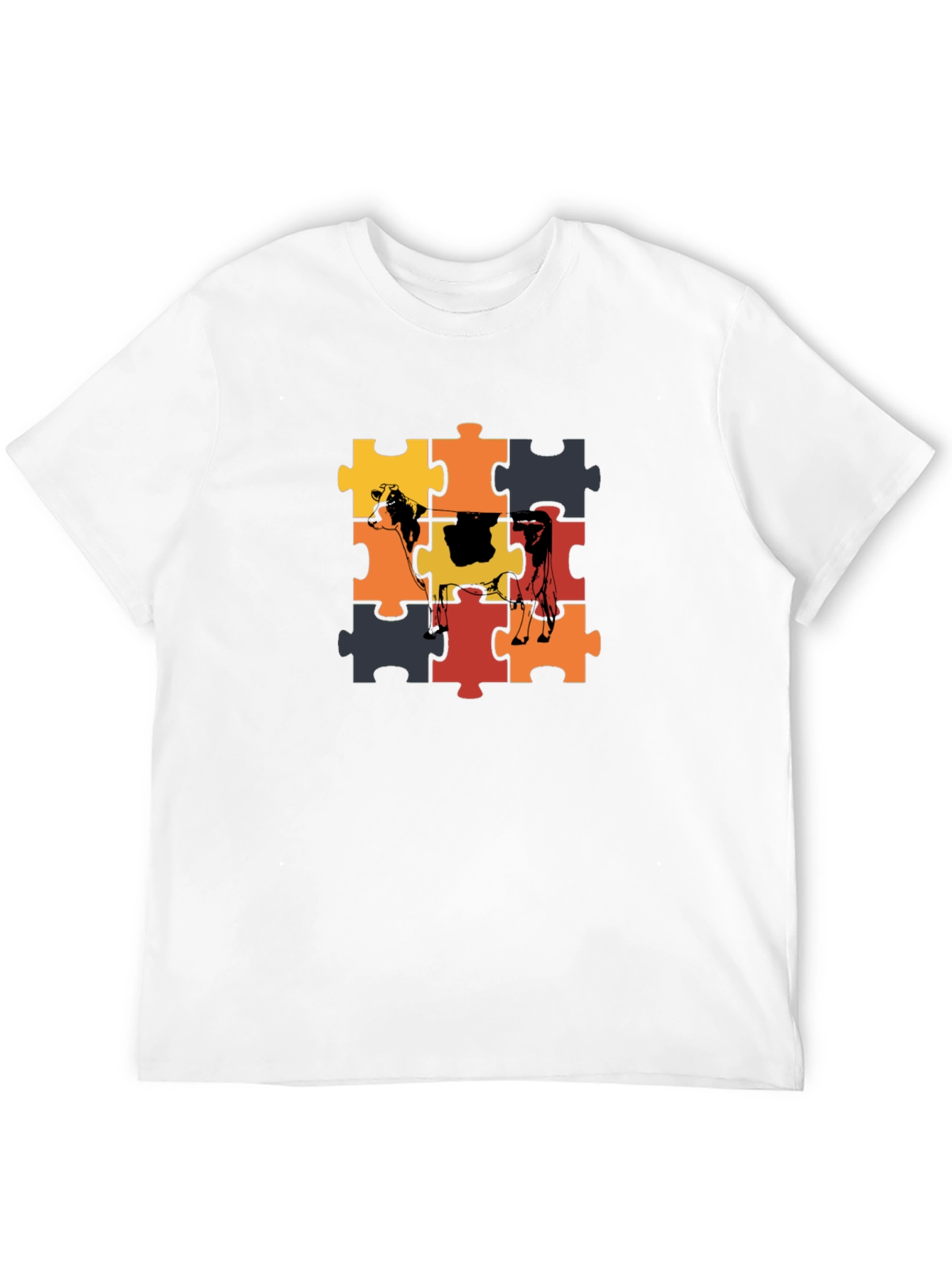Cow Puzzle Piece Graphic T-Shirt