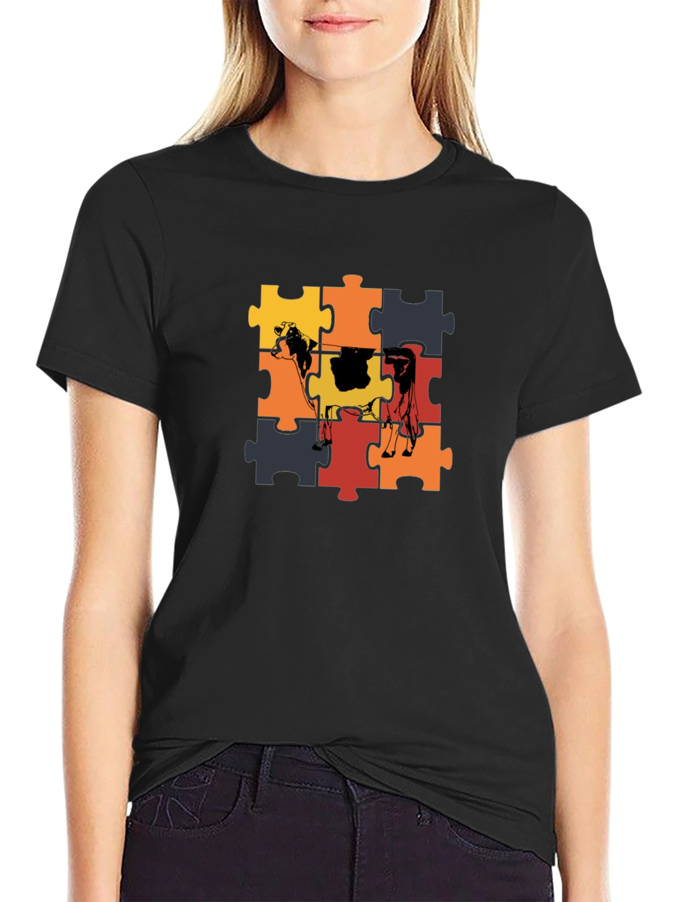 Cow Puzzle Piece Graphic T-Shirt