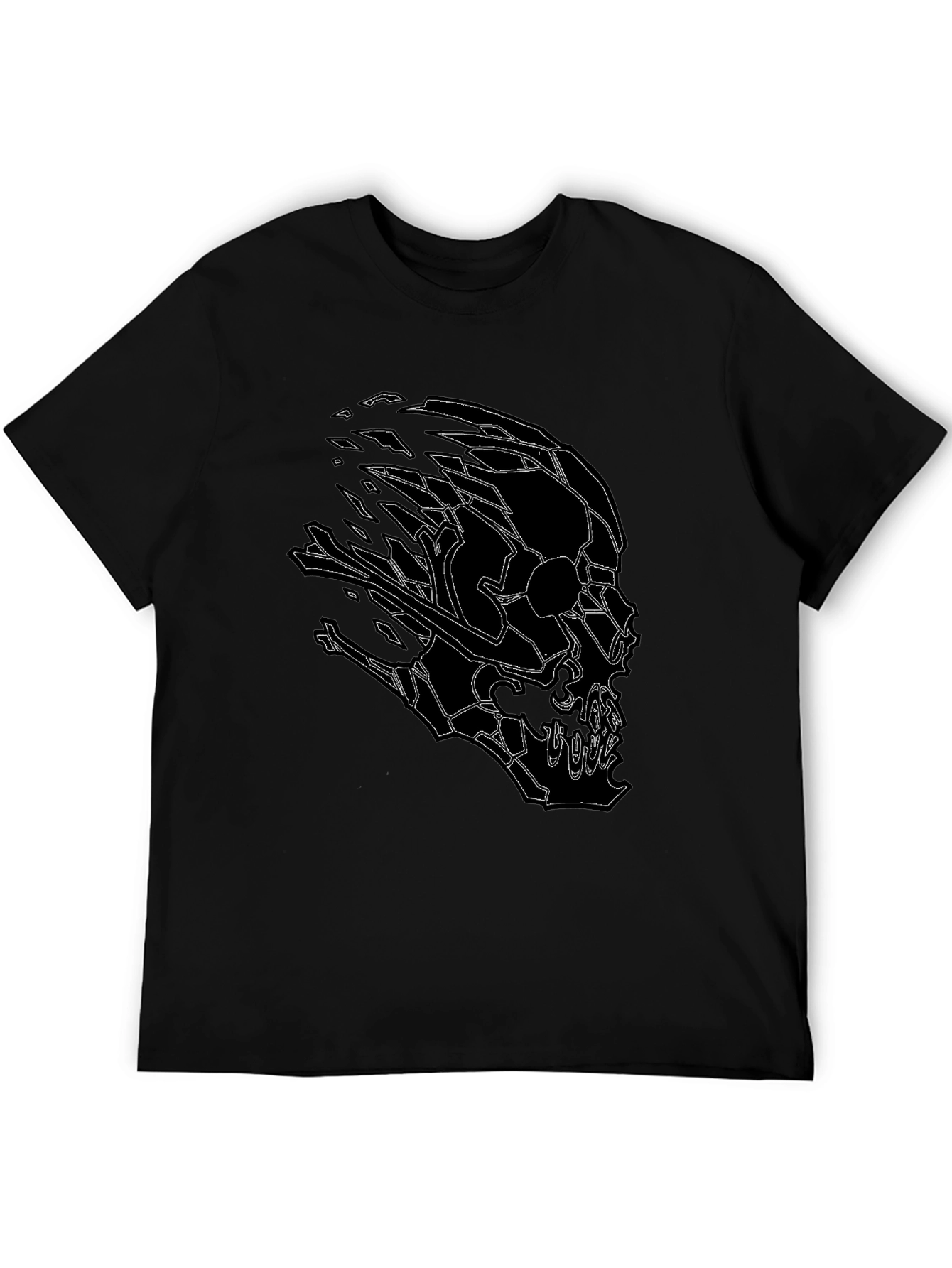 Distorted Skull Graphic Black T-Shirt
