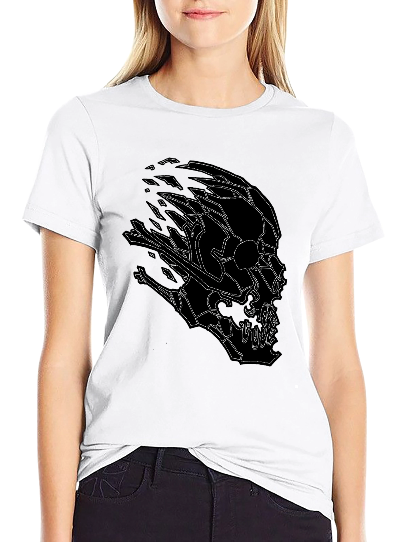 Distorted Skull Graphic Black T-Shirt