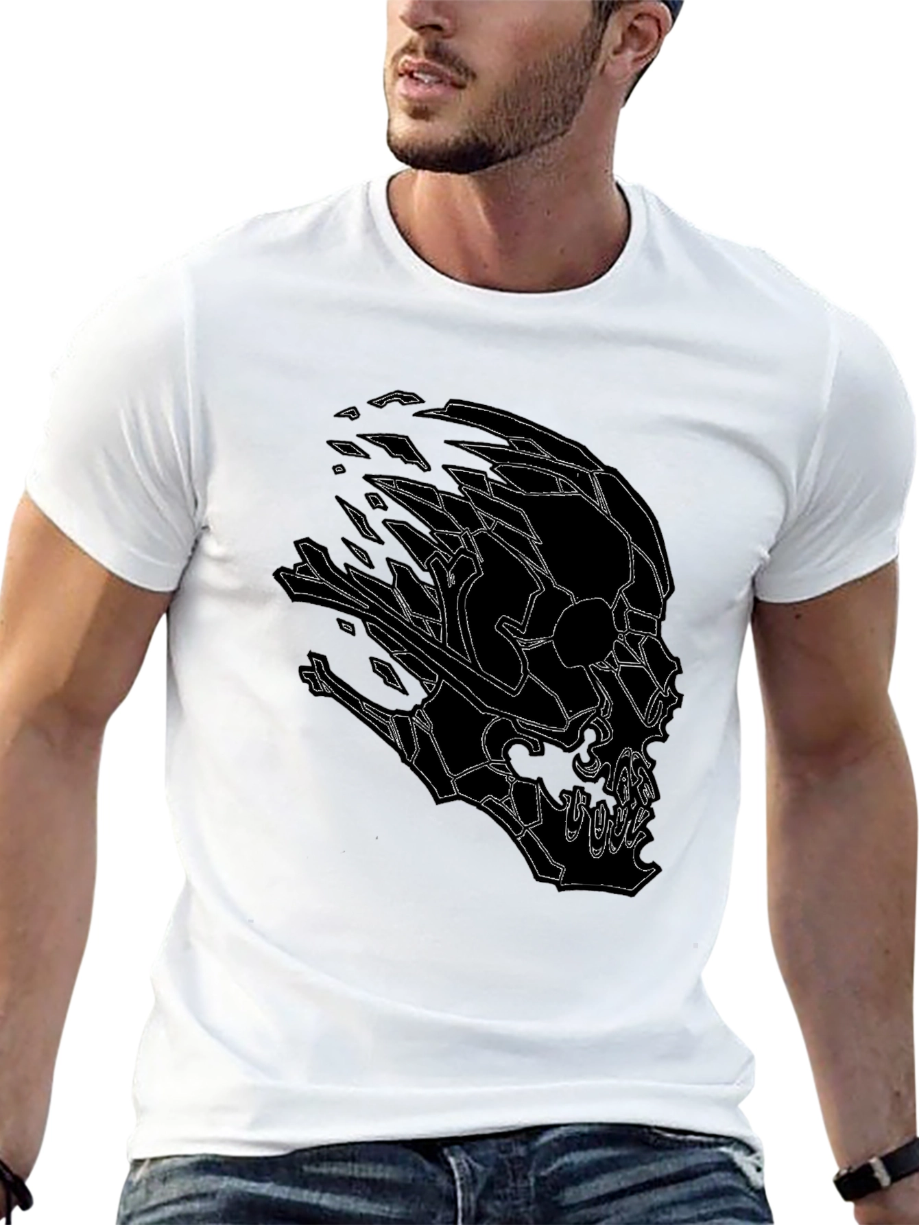 Distorted Skull Graphic Black T-Shirt