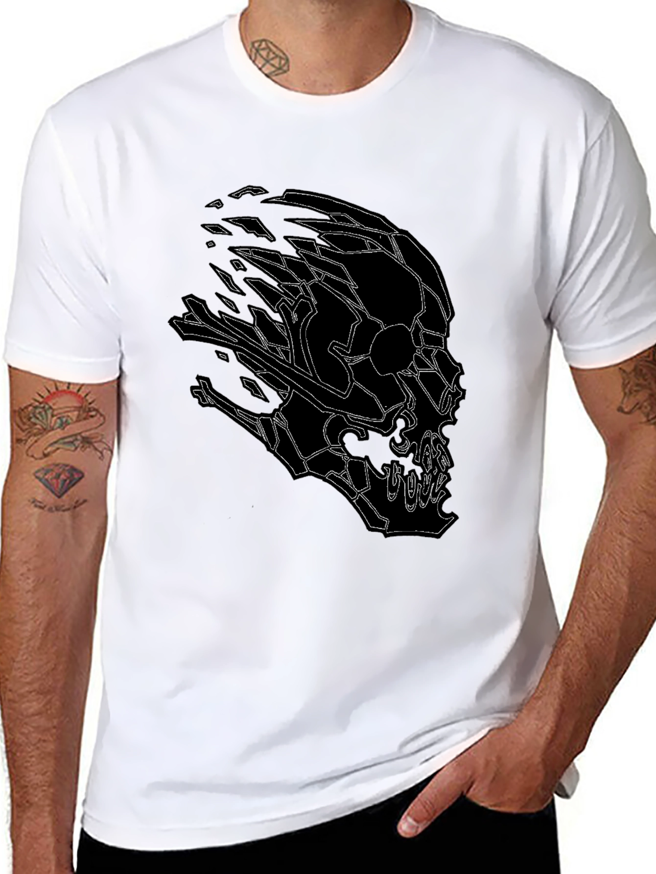 Distorted Skull Graphic Black T-Shirt