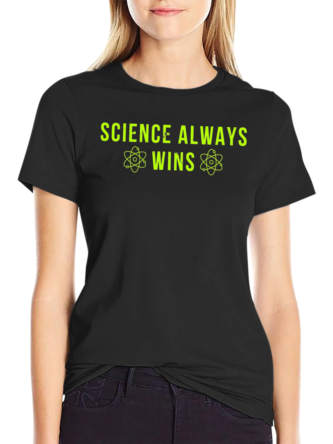 Science Always Wins T-Shirt - Neon Green Graphic