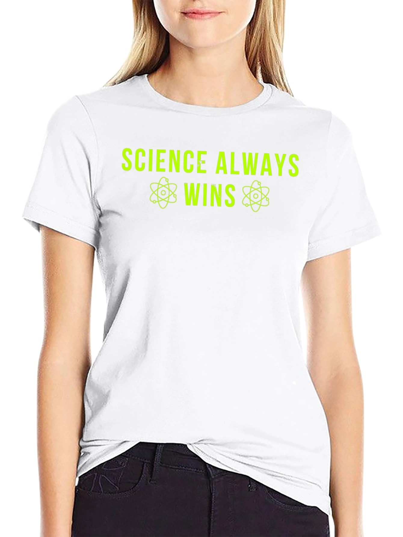 Science Always Wins T-Shirt - Neon Green Graphic
