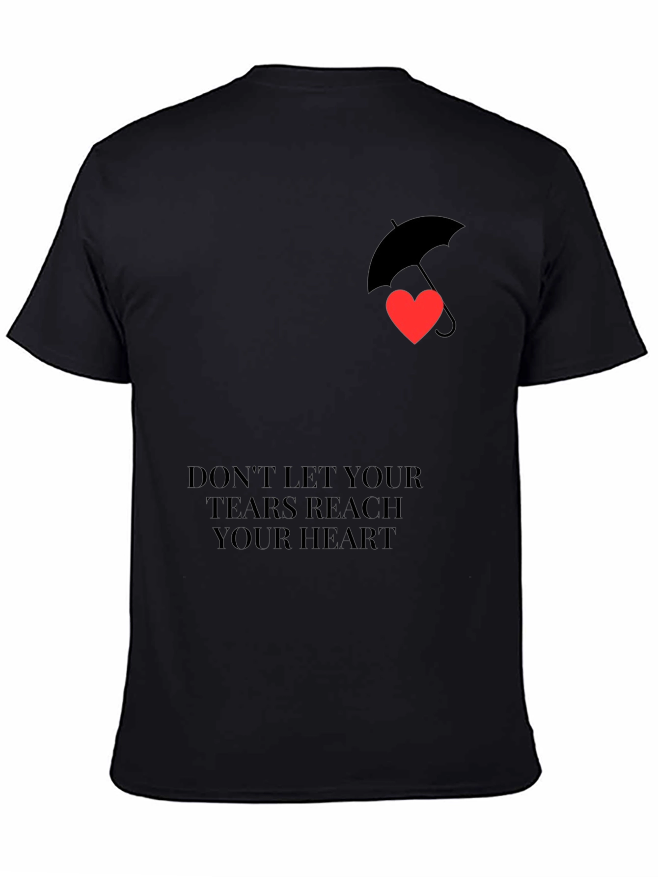Heart Umbrella Graphic Black T-Shirt