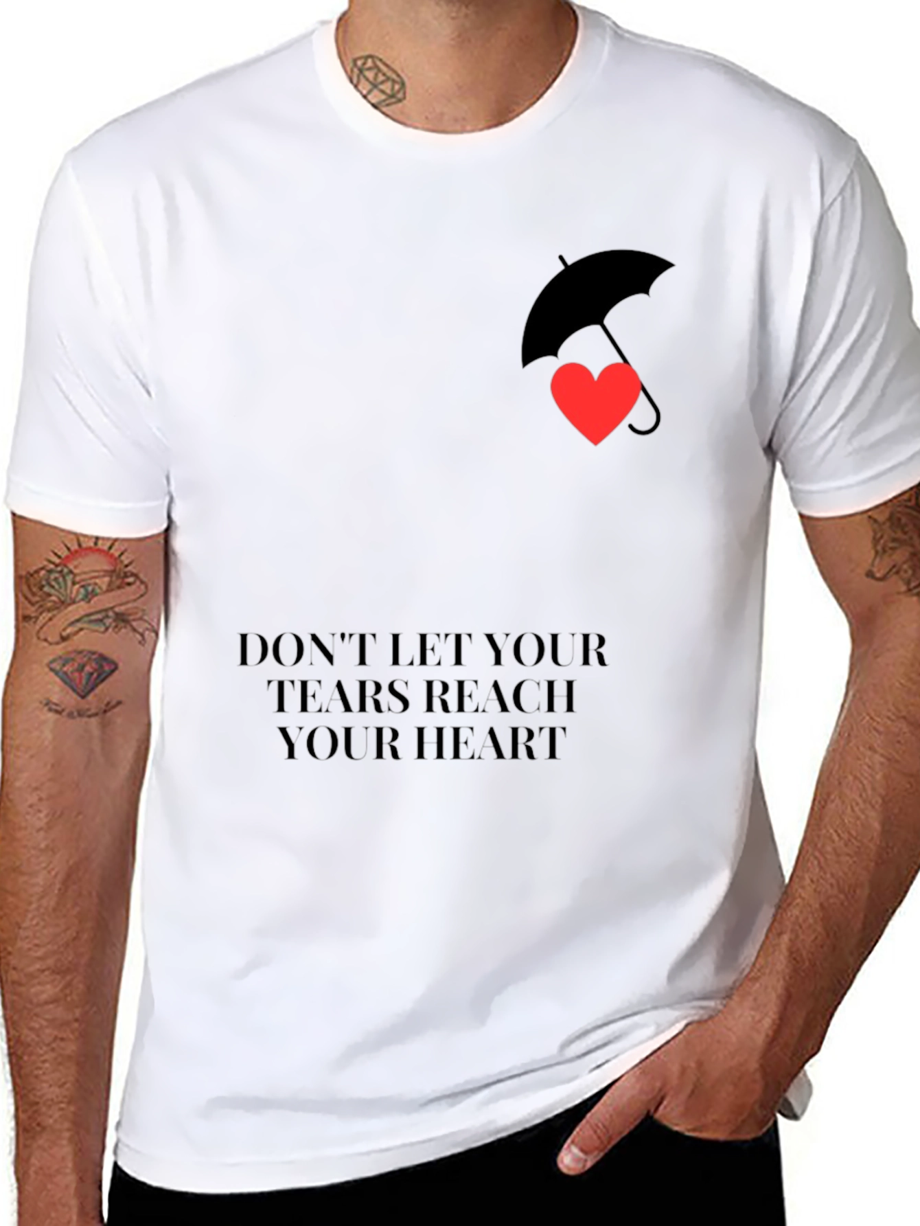 Heart Umbrella Graphic Black T-Shirt