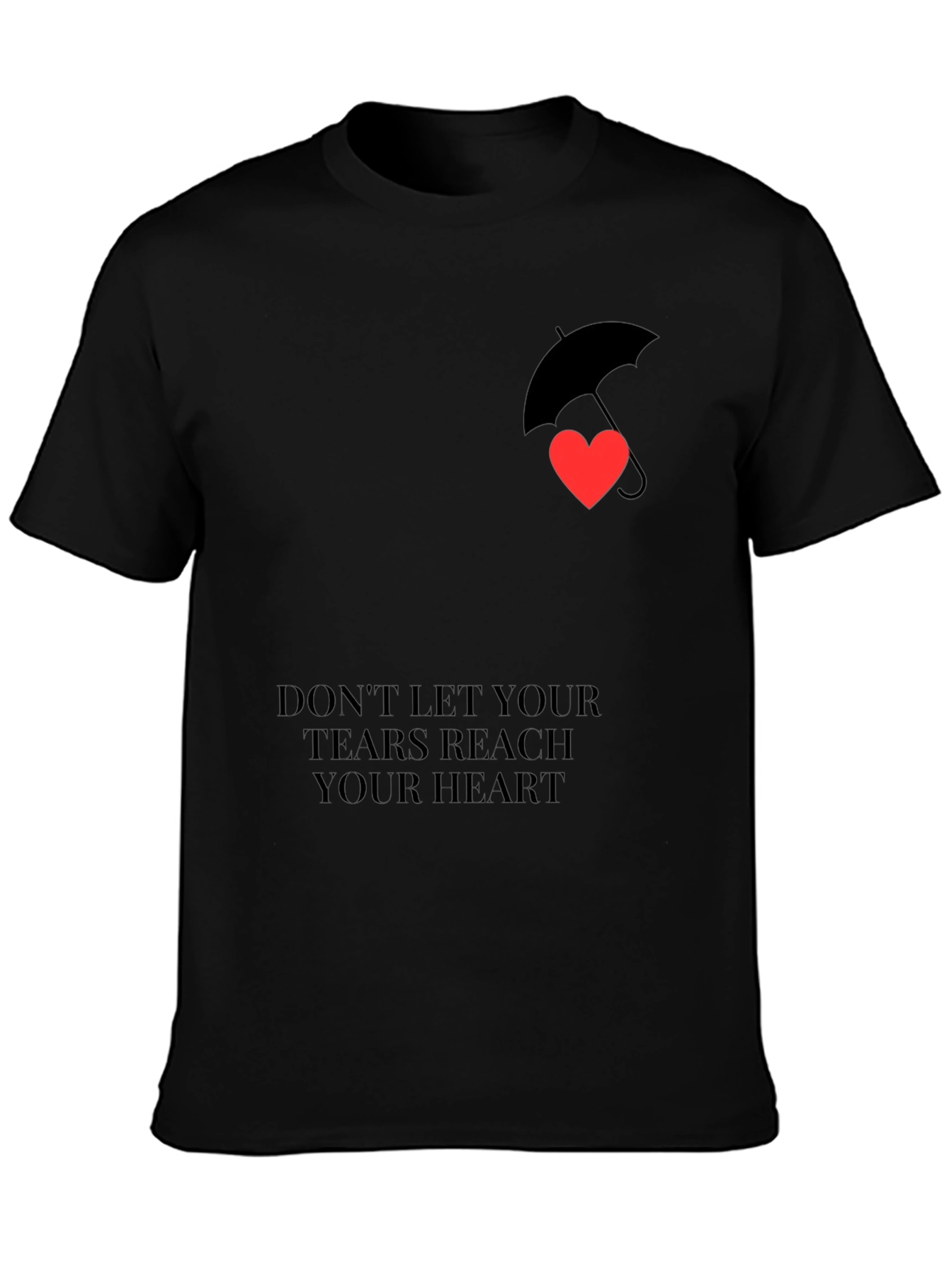 Heart Umbrella Graphic Black T-Shirt