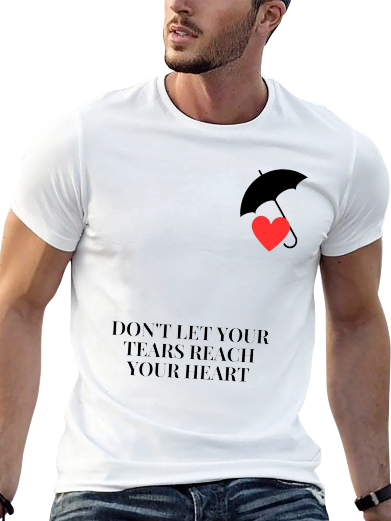 Heart Umbrella Graphic Black T-Shirt