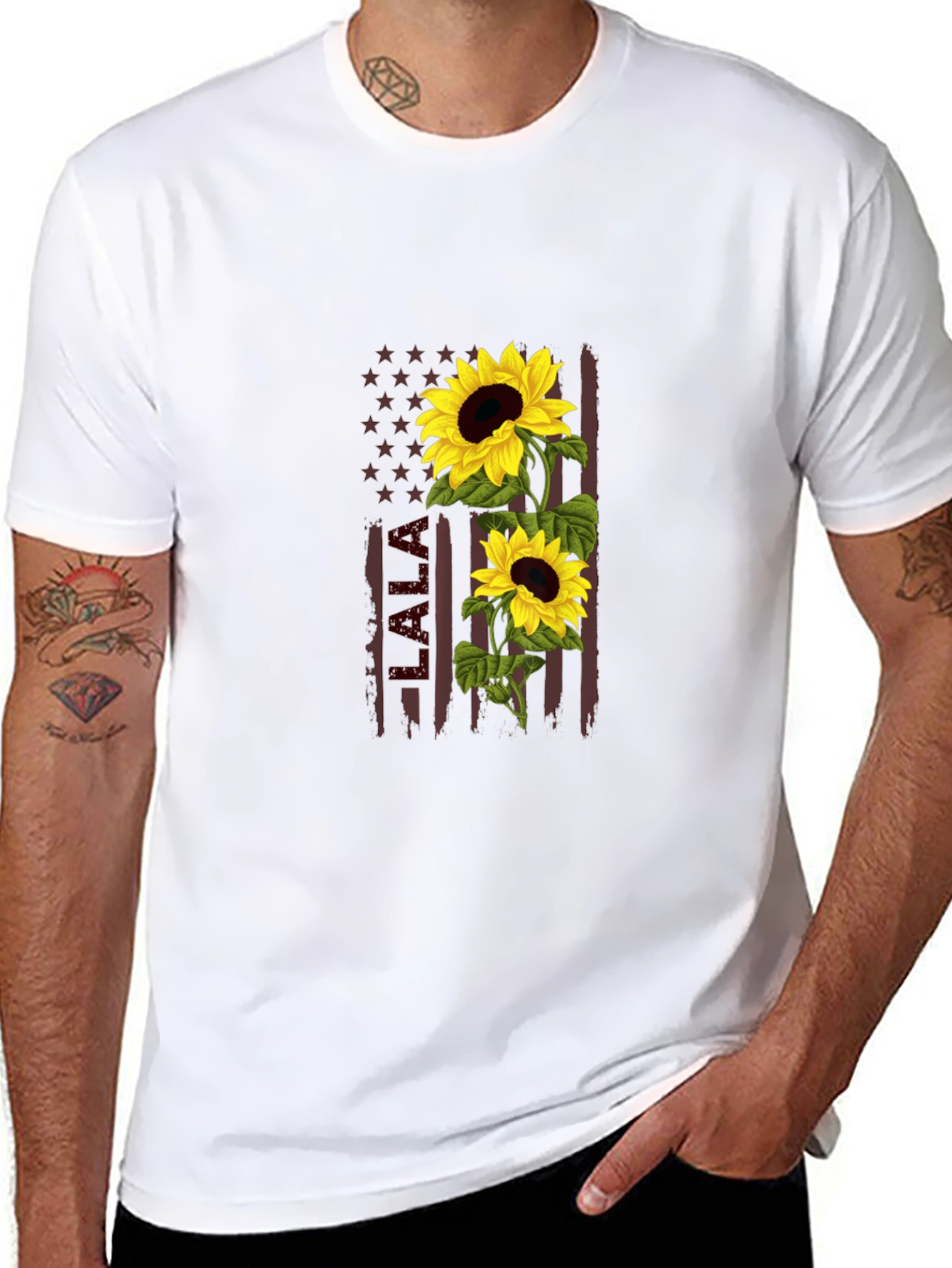 Sunflower American Flag Graphic Tee