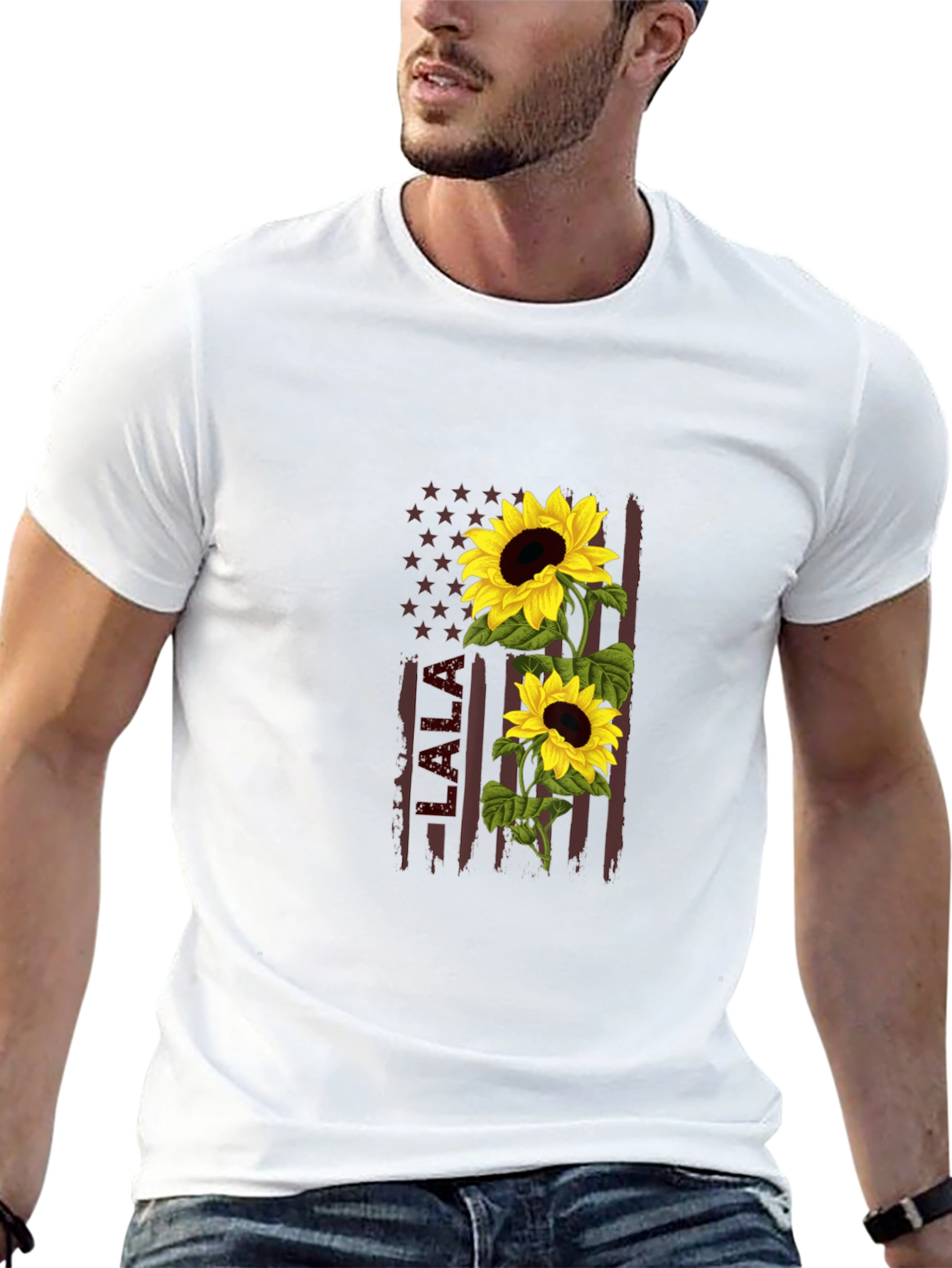 Sunflower American Flag Graphic Tee